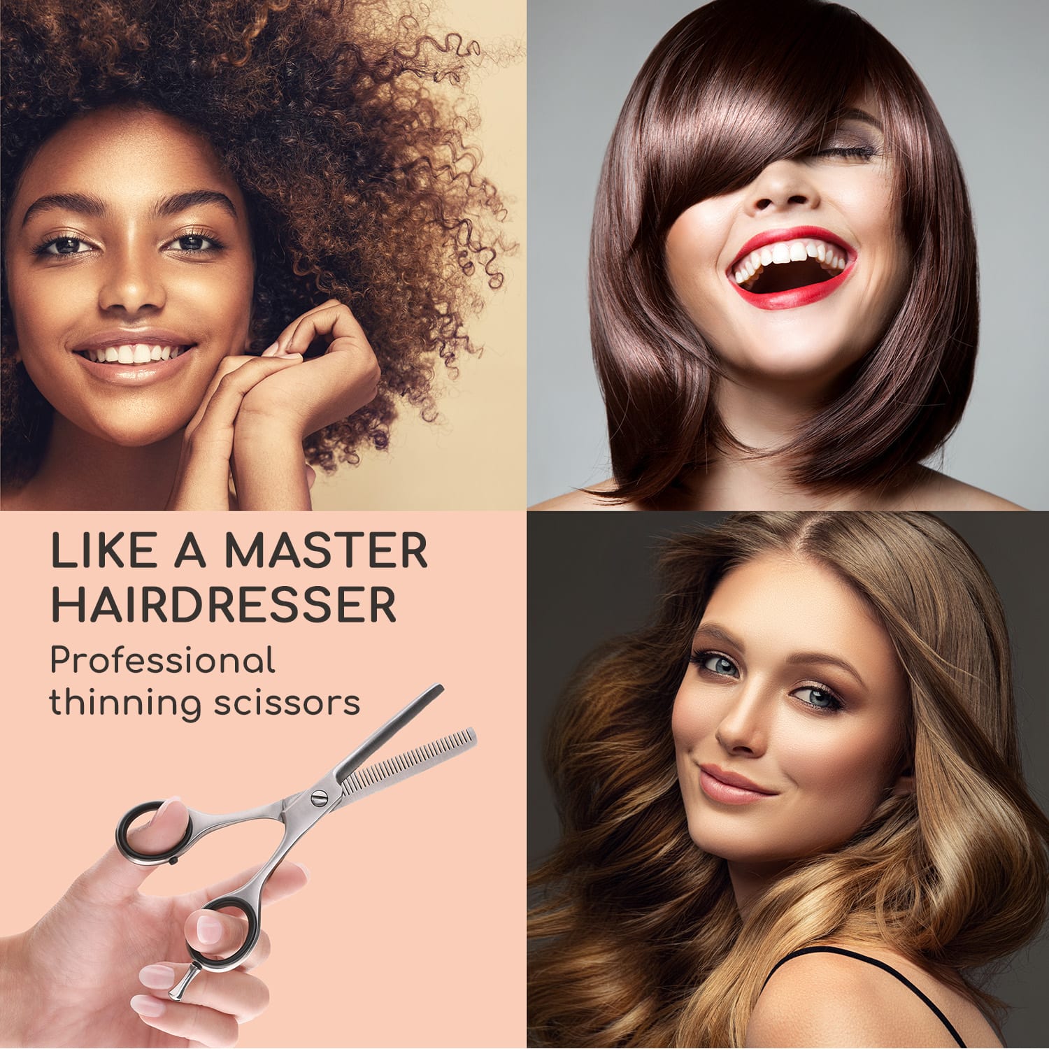 Alpha Premium, efilačné nožnice, extra ostré, jednostranné mikro ozubenie, vrátane puzdra nožnice 