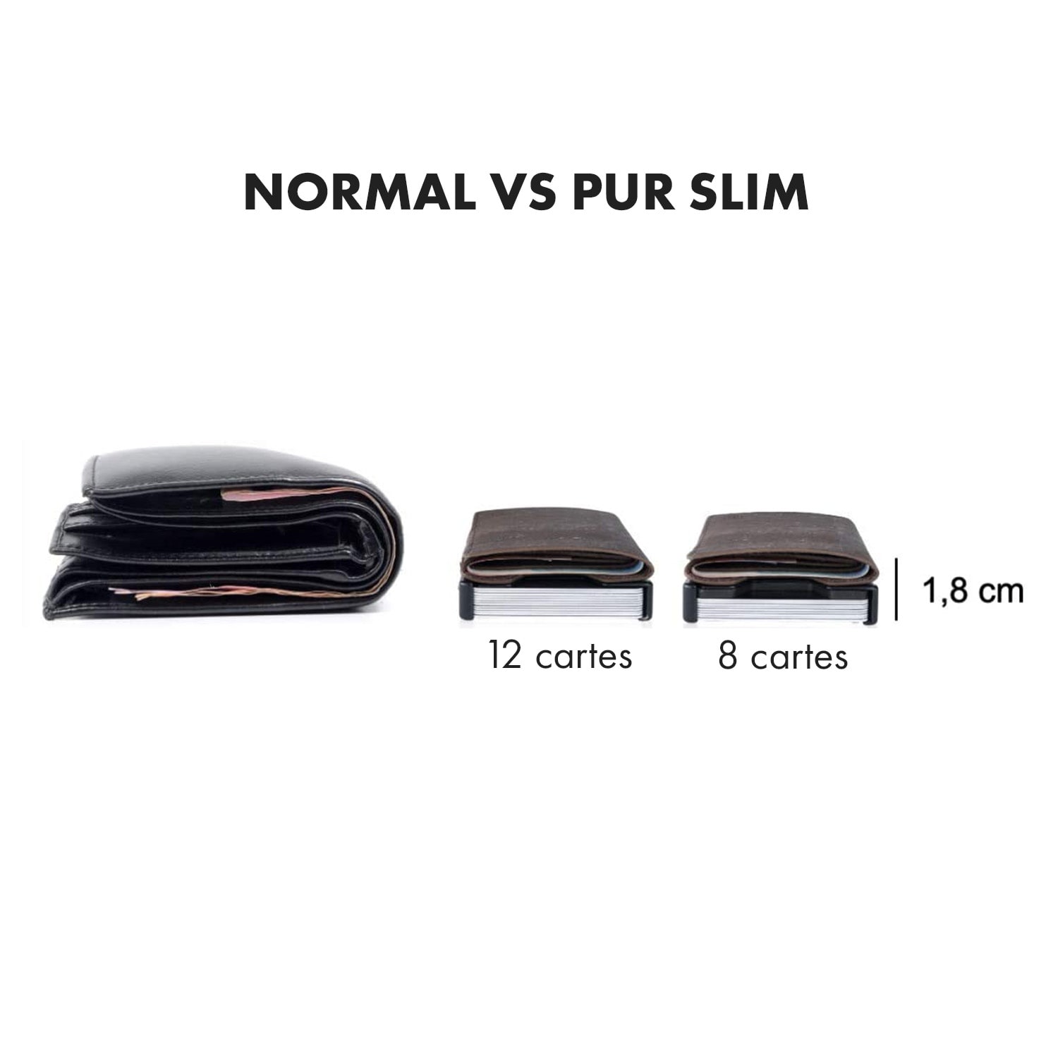 ZNAP Slim Wallet 12 pasjes muntvak 8,9 x 1,8 x 6,3 cm (BxHxD)  RFID bescherming Kurkstructuur | Earth Brown