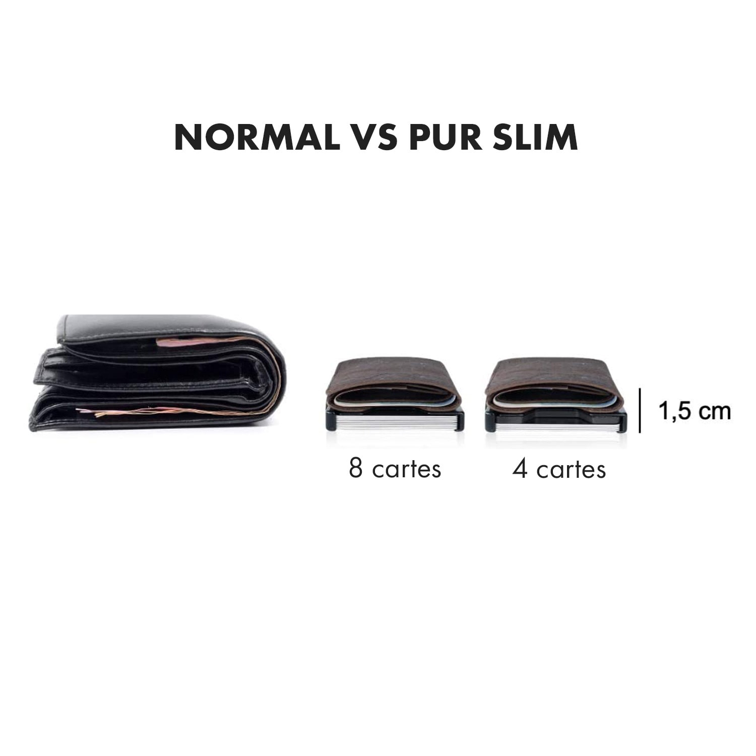 ZNAP Slim Wallet 8 pasjes muntvak 8,9 x 1,5 x 6,3 cm (BxHxD)  RFID bescherming Kurkstructuur | Earth Brown