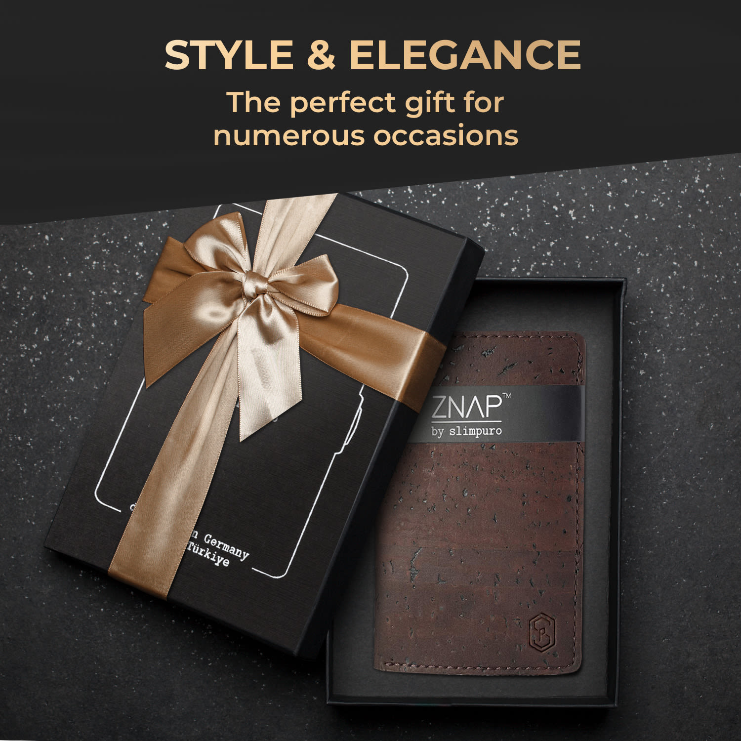 ZNAP Slim Wallet 8 pasjes muntvak 8,9 x 1,5 x 6,3 cm (BxHxD)  RFID bescherming Kurkstructuur | Earth Brown