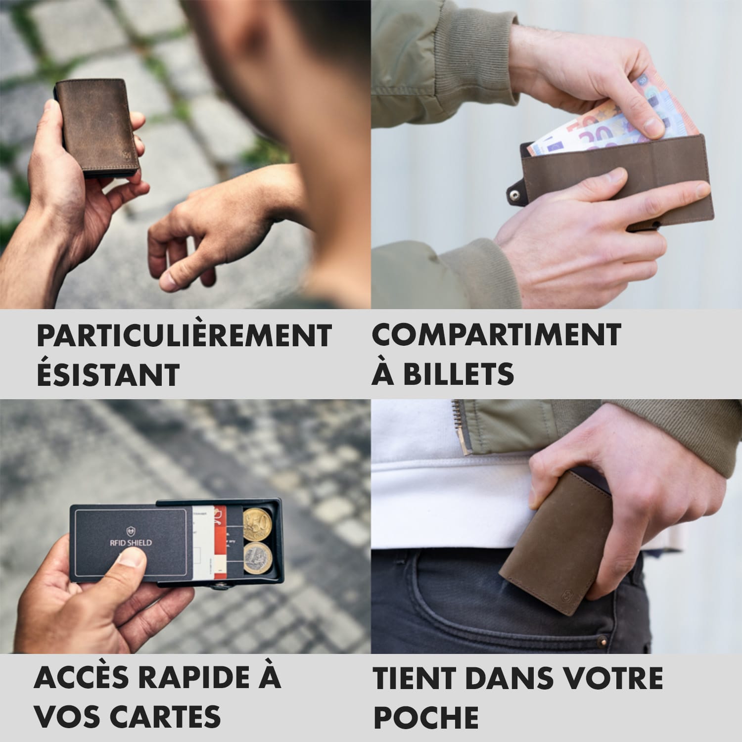 ZNAP Slim Wallet 12 Cartes pochette à monnaie 8,9 x 1,8 x 6,3 cm (LxHxP)  Protection RFID 