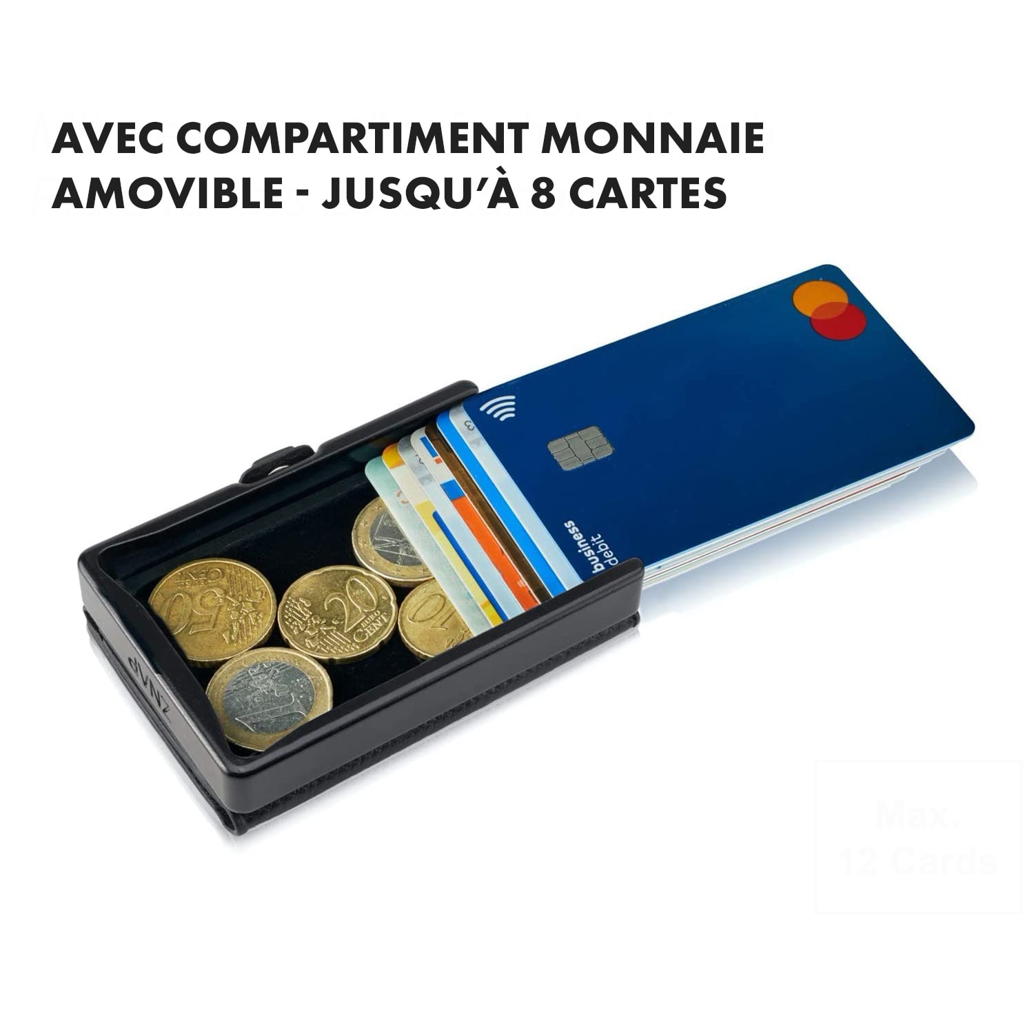 ZNAP Slim Wallet 12 Cartes pochette à monnaie 8,9 x 1,8 x 6,3 cm (LxHxP)  Protection RFID 