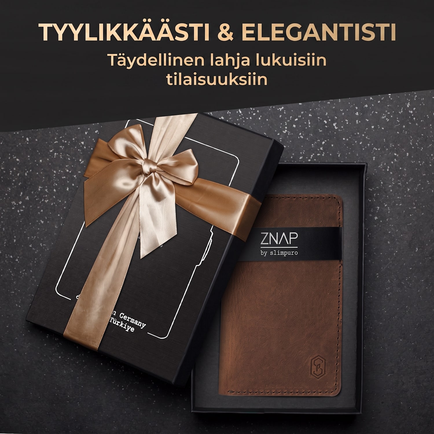 ZNAP Slim lompakko 8 kortille kolikkotasku 8,9 x 1,5 x 6,3 cm (leveys x korkeus x syvyys)  RFID-suoja vintage | Maanruskea
