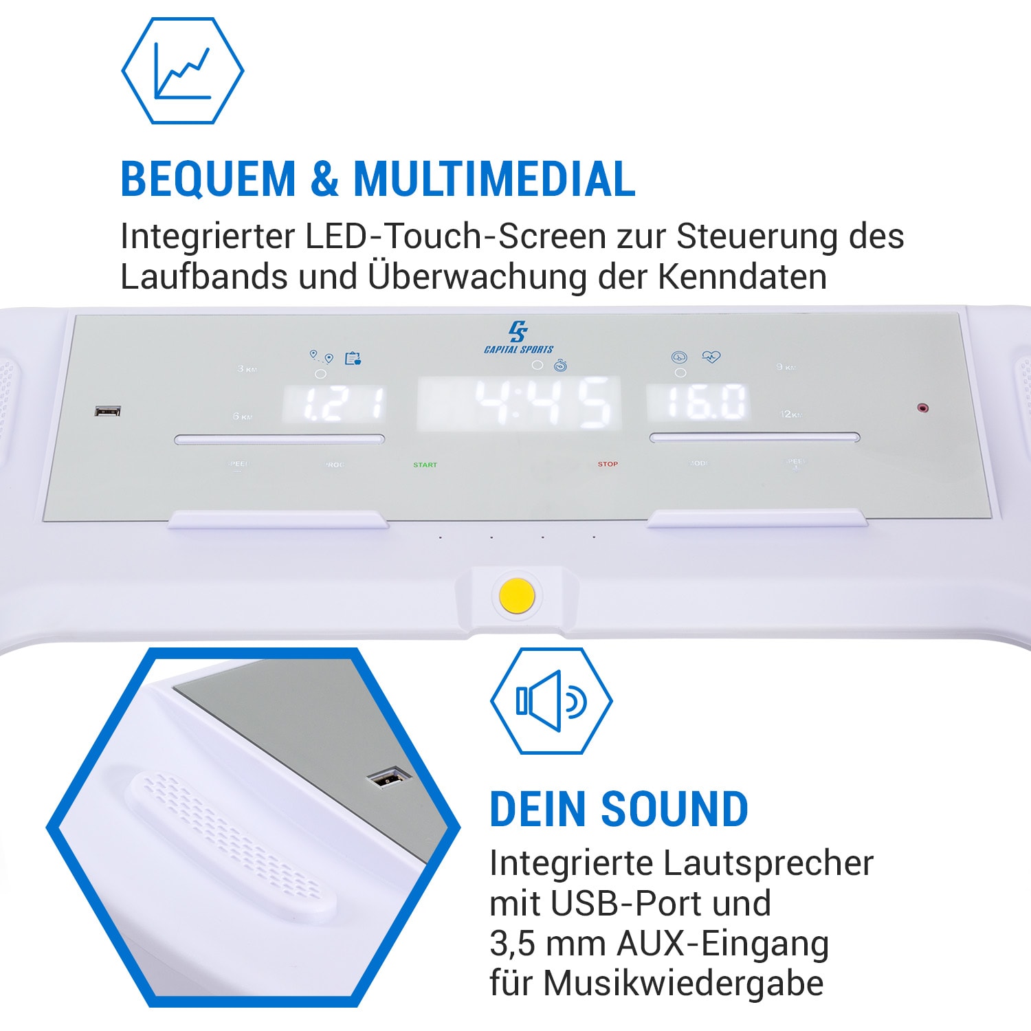 Infinity Edge Laufband 1,5 PS Bluetooth LED-Touch-Screen 