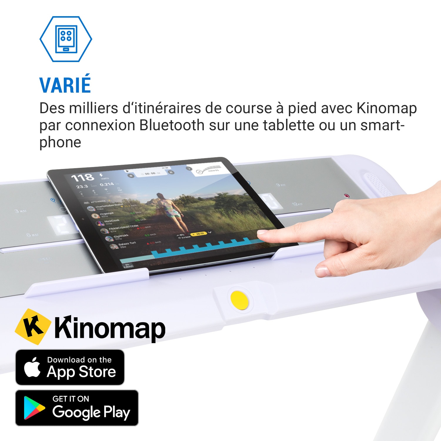 Tapis de course Infinity Edge 1,5 CV Bluetooth écran tactile LED 