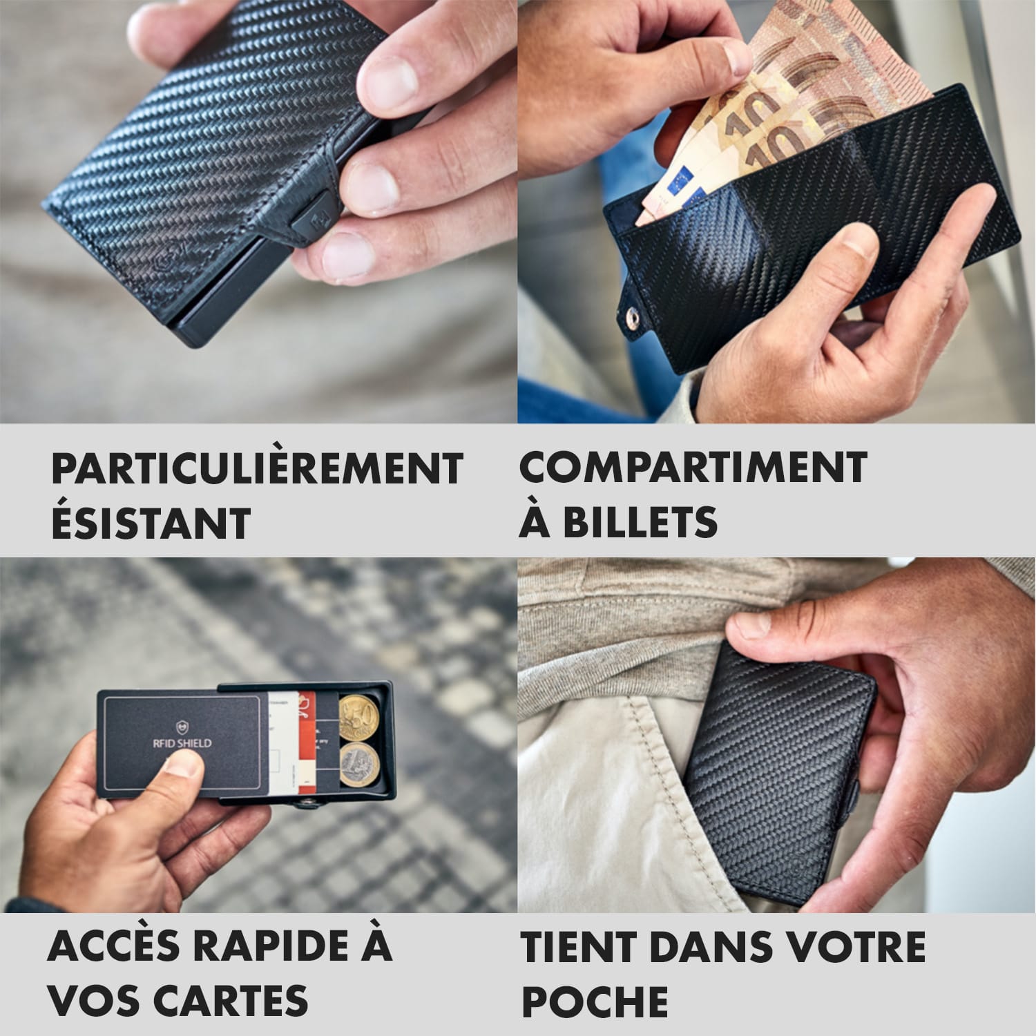 ZNAP Slim Wallet 8 pasjes muntvak 8,9 x 1,5 x 6,3 cm (BxHxD)  RFID bescherming 