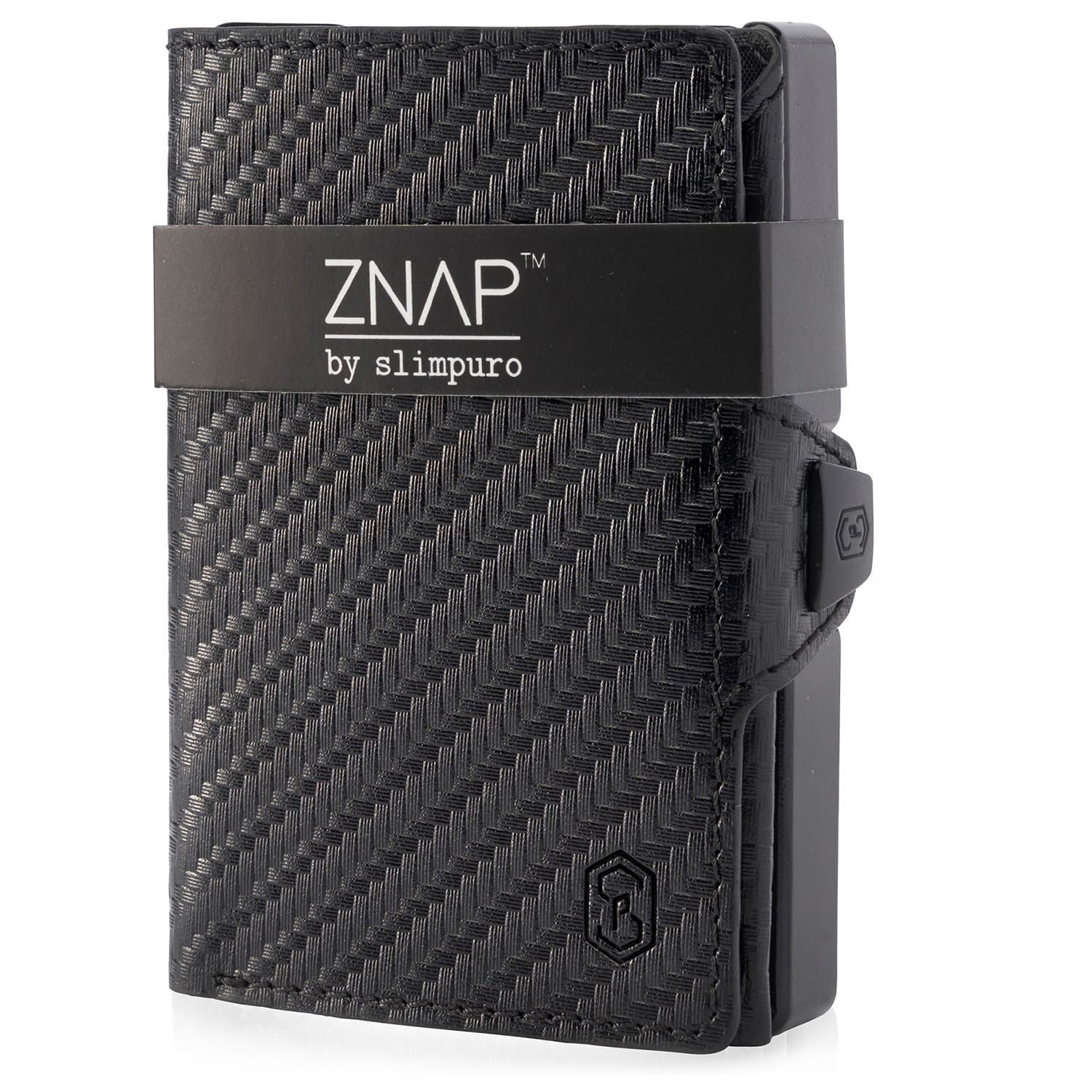 ZNAP Slim Wallet 8 Card Coin Pocket 8.9 x 1.5 x 6.3 cm (WxHxD)  RFID Protection Carbon | Black