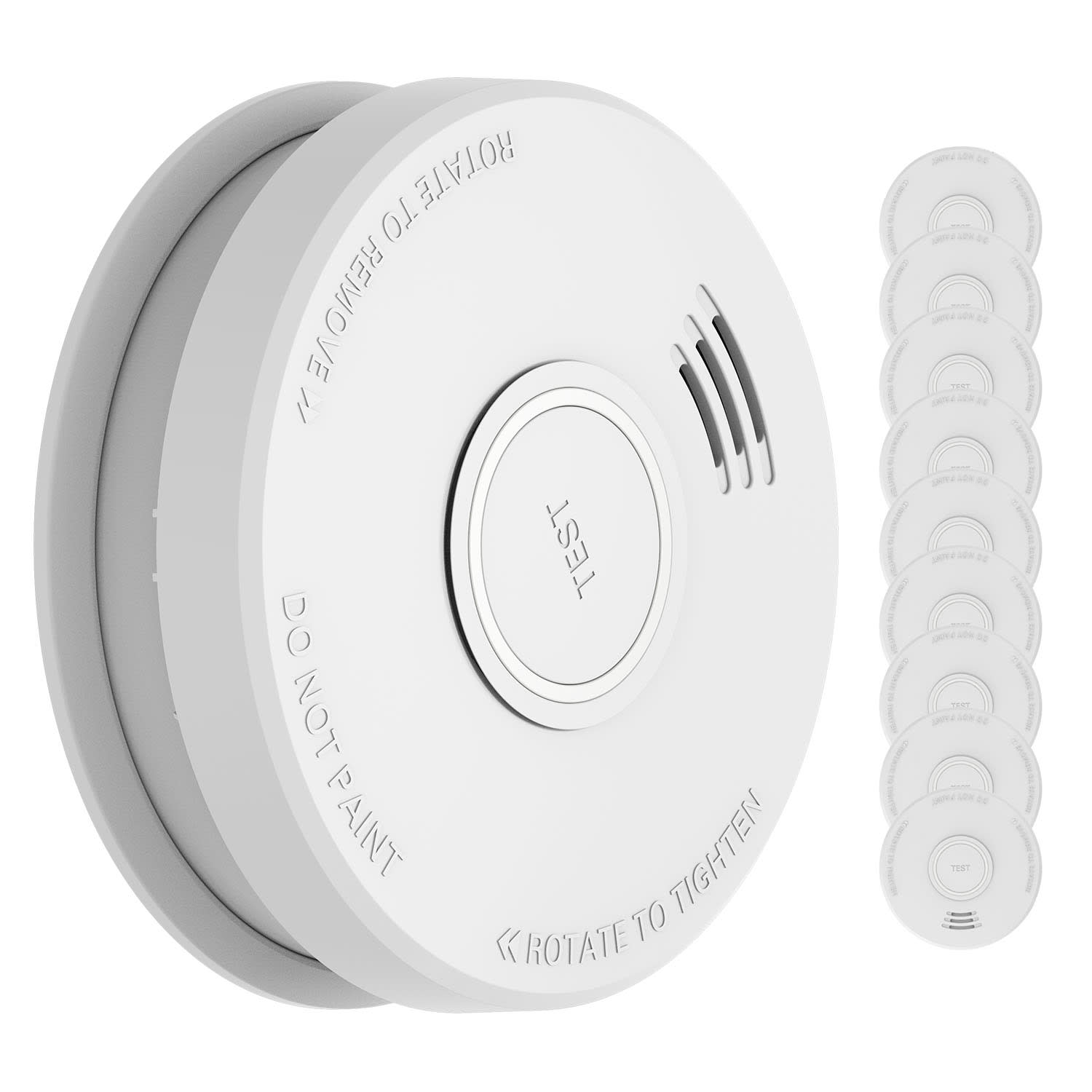 Detector de humo DOF19 Plástico Señal de aviso: 85 dB Funcionamiento con pila de 9V Set de 10 unidades