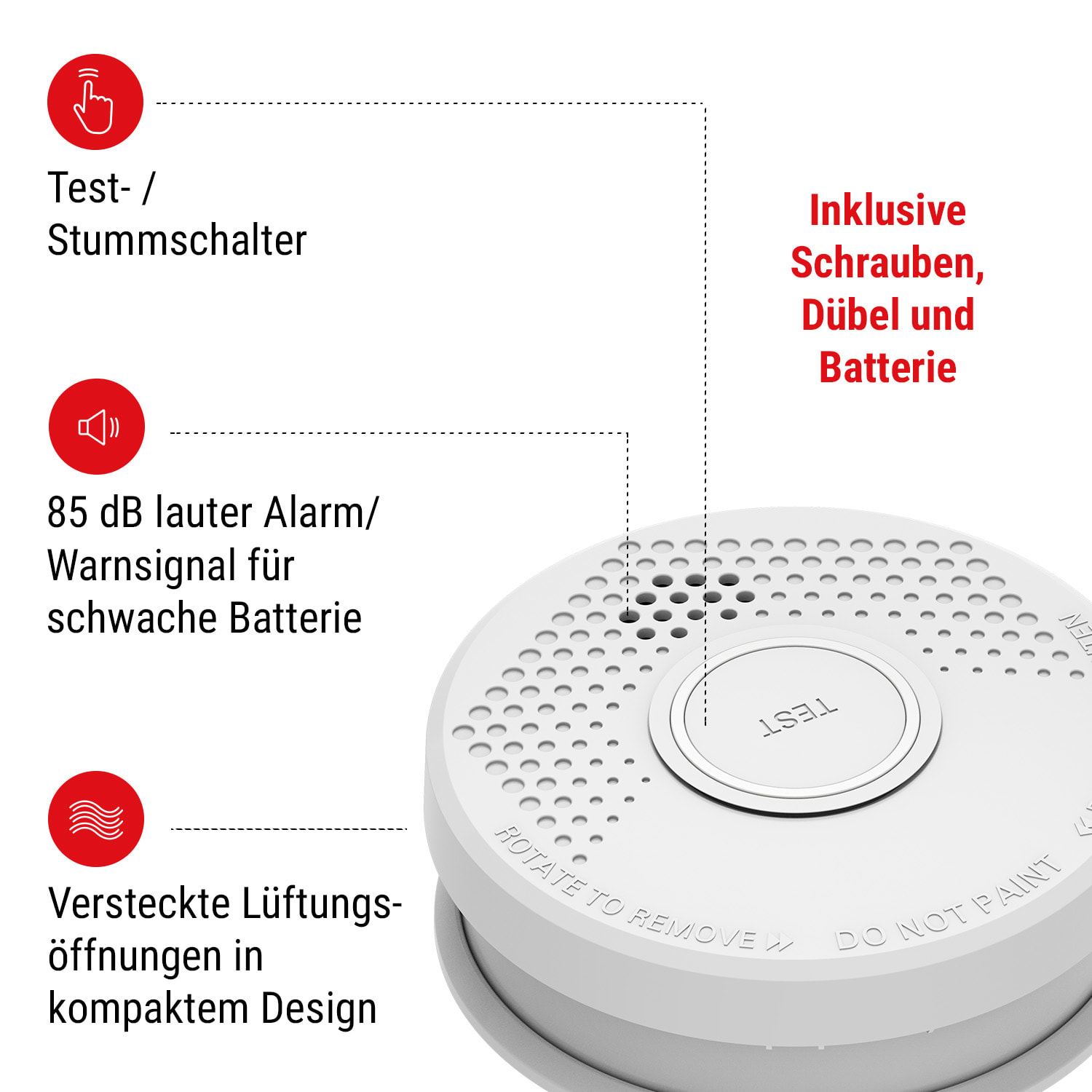 Rauchmelder DOF29 Kunststoff Warnsignal: 85 dB 9V batteriebetrieben 2er-Set