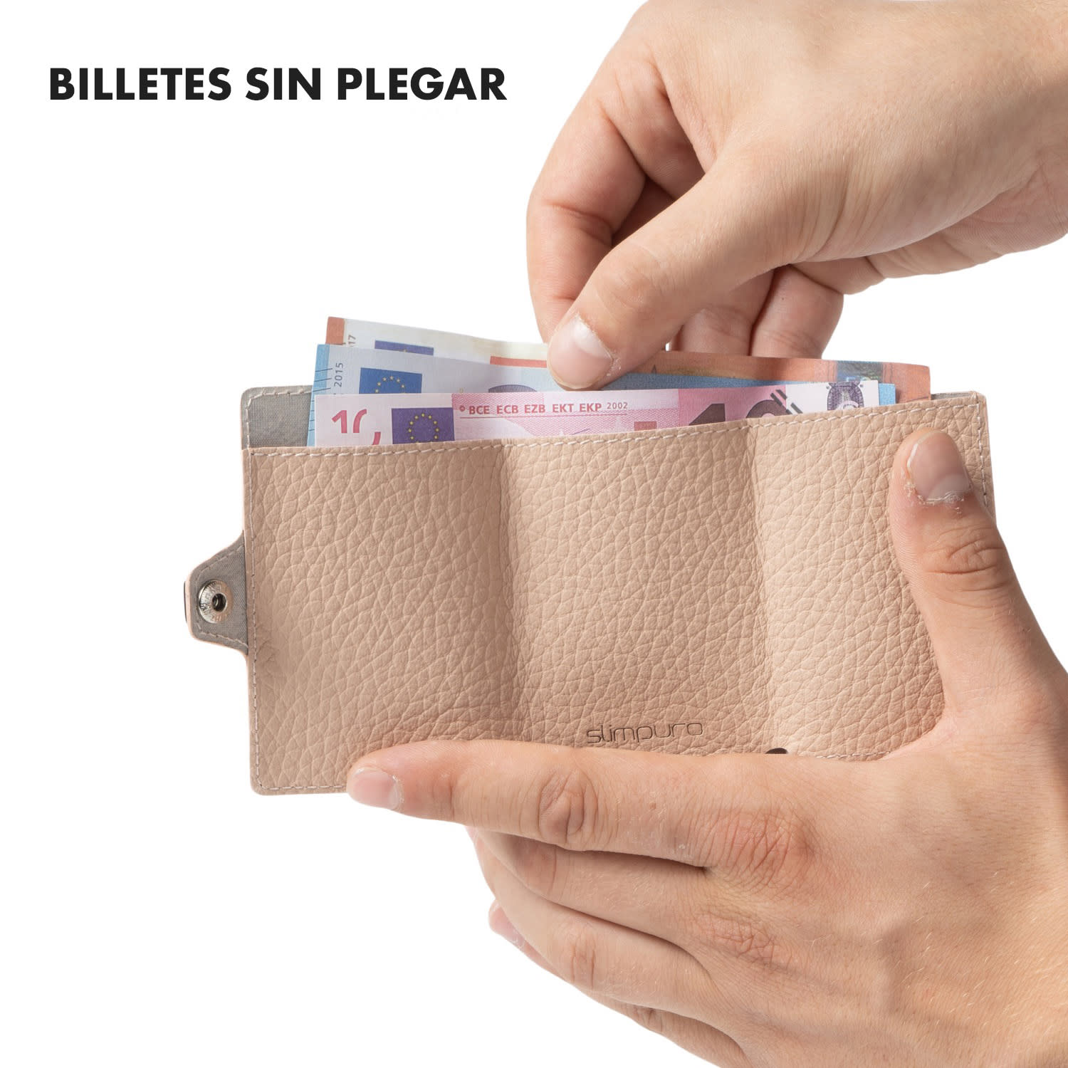 ZNAP Slim Wallet 8 billetera delgada 8 tarjetas y compartimento para monedas 8,9 x 1,5 x 6,3 cm (ancho x grueso x largo) Protección RFID grano | Rosa Suave
