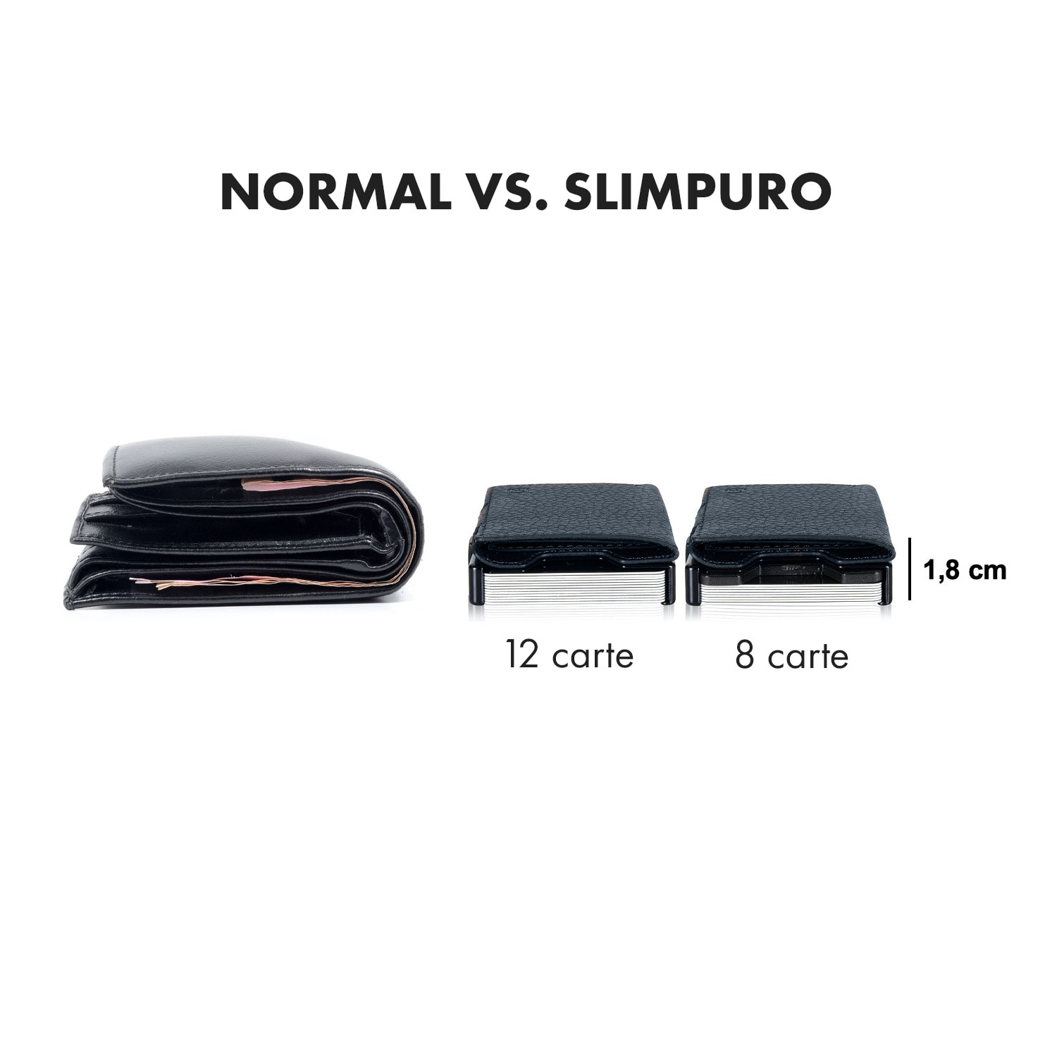 ZNAP Slim Wallet 12 - Portafoglio, 12 carte, portamonete, 8,9 x 1,8 x 6,3 cm (LxHxP)  Protezione RFID 