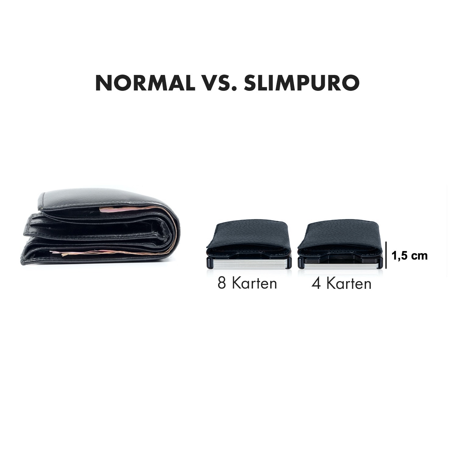 ZNAP Slim Wallet 8 Cartes pochette à monnaie 8,9 x 1,5 x 6,3 cm (LxHxP)  Protection RFID 