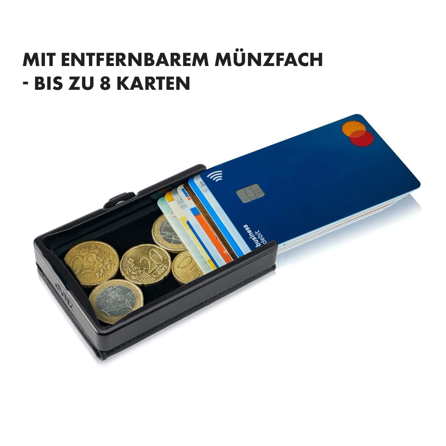 ZNAP Slim Wallet 12 Karten Münzfach 8,9 x 1,8 x 6,3 cm (BxHxT)   RFID-Schutz Kork-Struktur | Ozeanblau