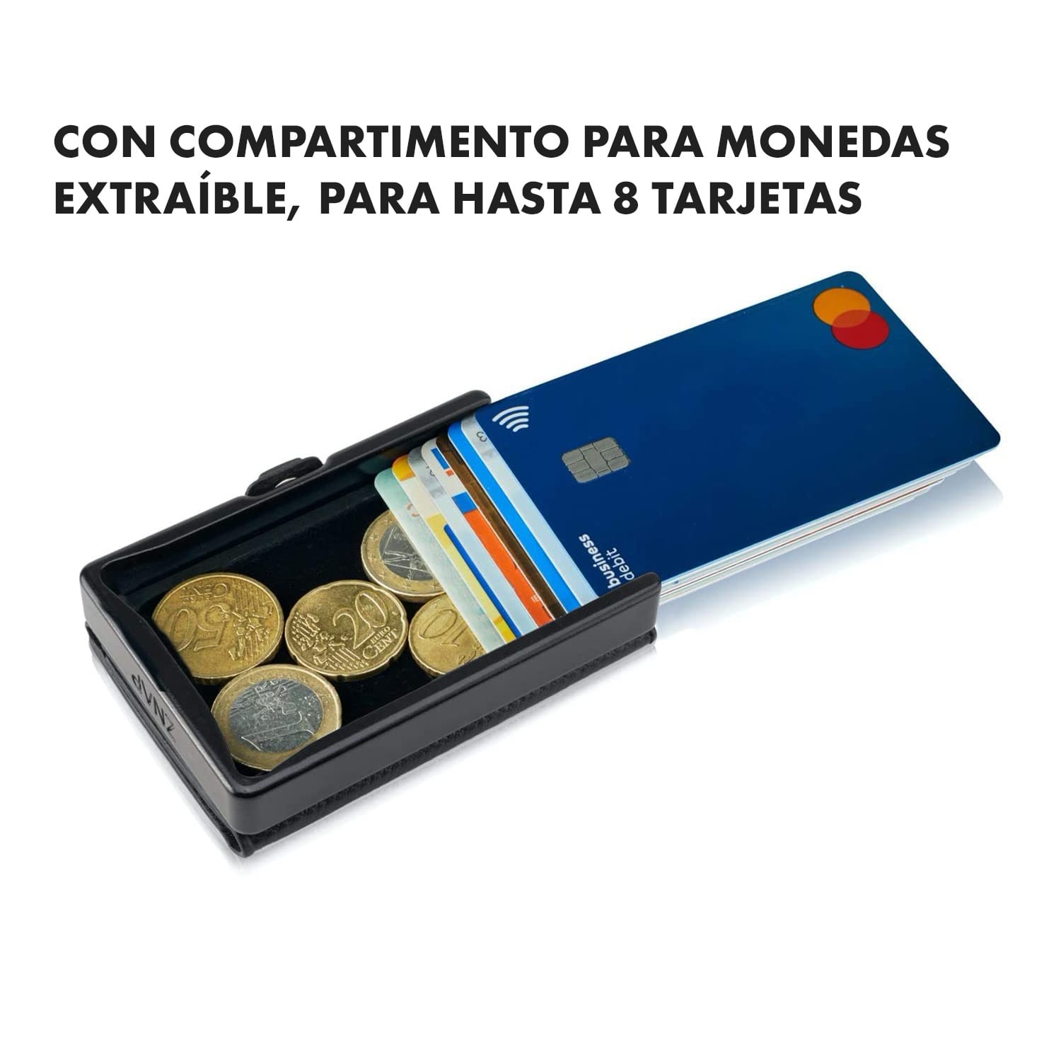 ZNAP Slim Wallet 12 Tarjetera monedero 8,9 x 1,8 x 6,3 cm (largo x grueso x ancho)  protección RFID Estructura de corcho | Azul Marino