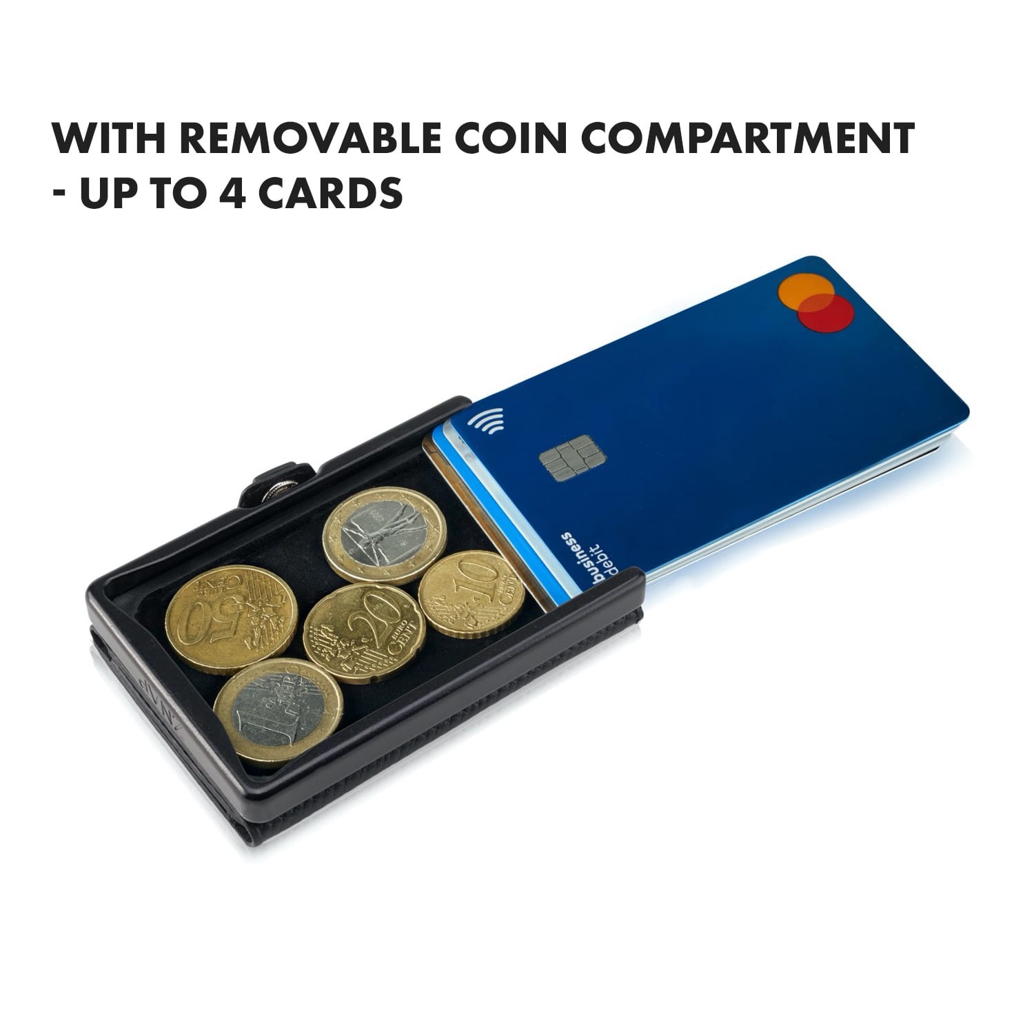 ZNAP, portofel subțire, 8 cărți, compartiment pentru monede, 8,9 × 1,5 × 6,3 cm (L × Î × l), protecție RFID Structura de plută | Albastru ocean