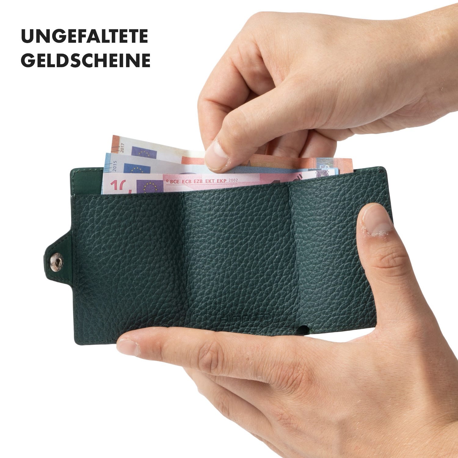 ZNAP Slim Wallet 12 Cartes pochette à monnaie 8,9 x 1,8 x 6,3 cm (LxHxP)  Protection RFID à grain | Vert Forêt