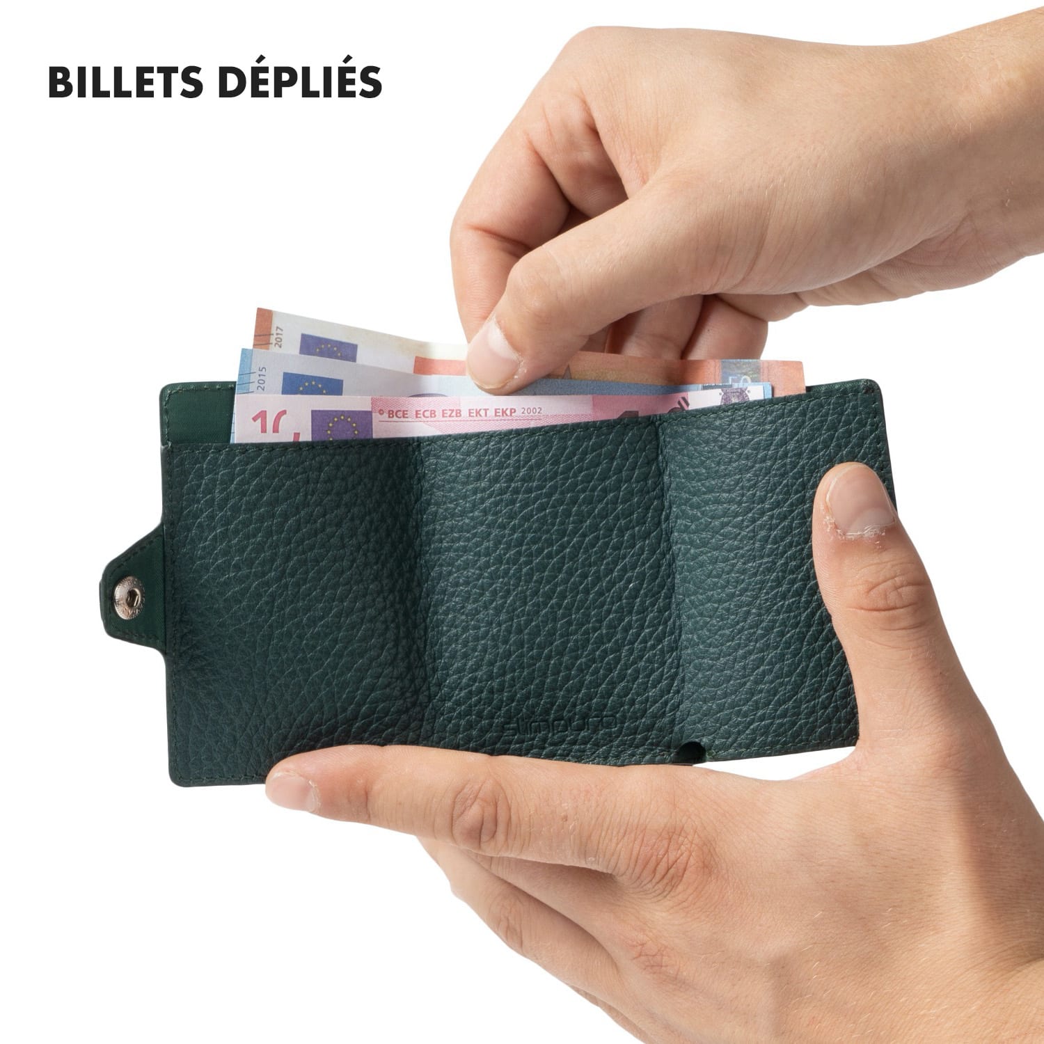 ZNAP Slim Wallet 12 Cartes pochette à monnaie 8,9 x 1,8 x 6,3 cm (LxHxP)  Protection RFID à grain | Vert Forêt