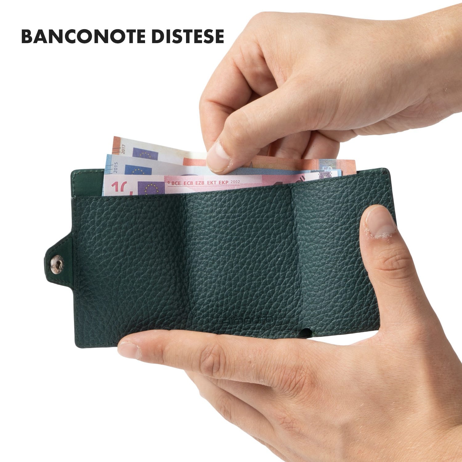 ZNAP Slim Wallet 12 - Portafoglio, 12 carte, portamonete, 8,9 x 1,8 x 6,3 cm (LxHxP)  Protezione RFID granaio | Verde foresta
