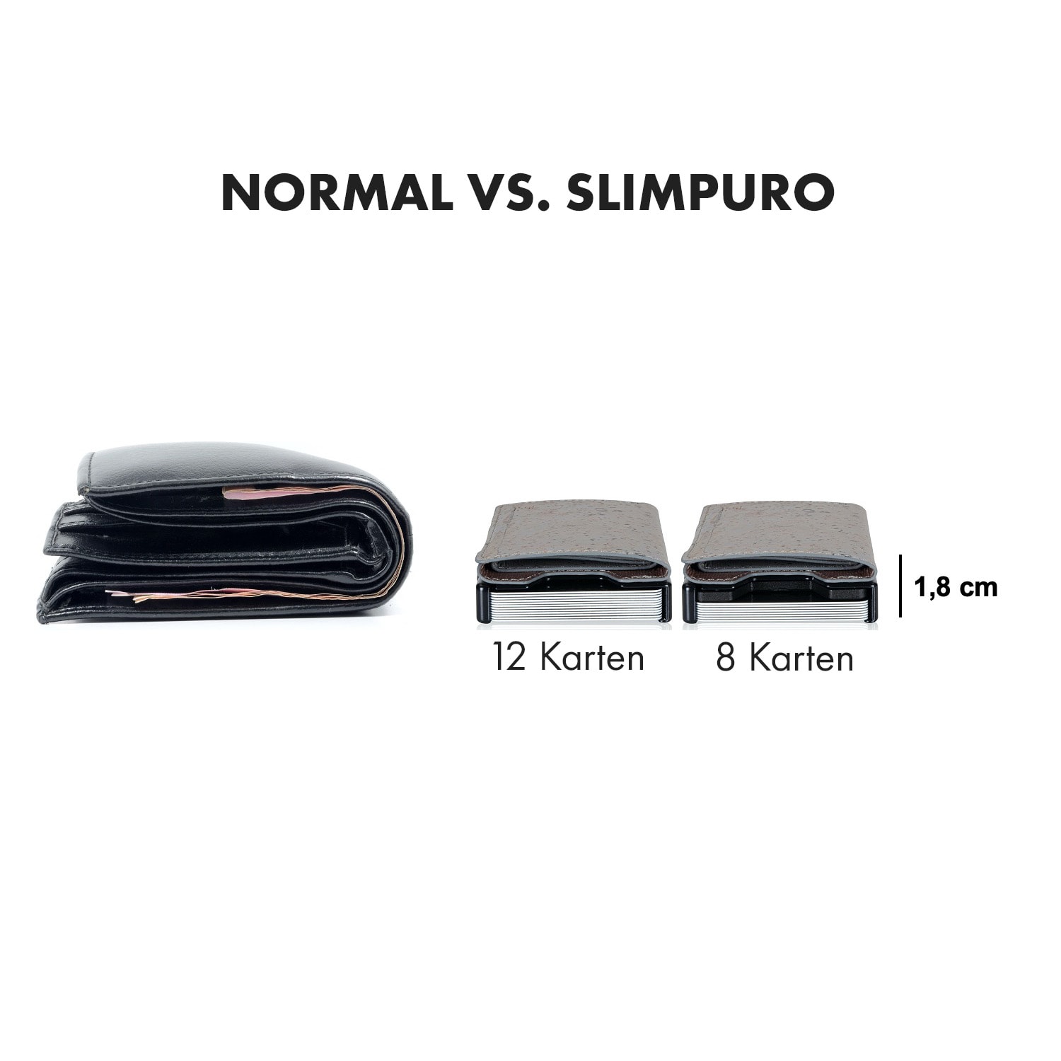 ZNAP Slim Wallet 12 Karten Münzfach 8,9 x 1,8 x 6,3 cm (BxHxT)   RFID-Schutz 