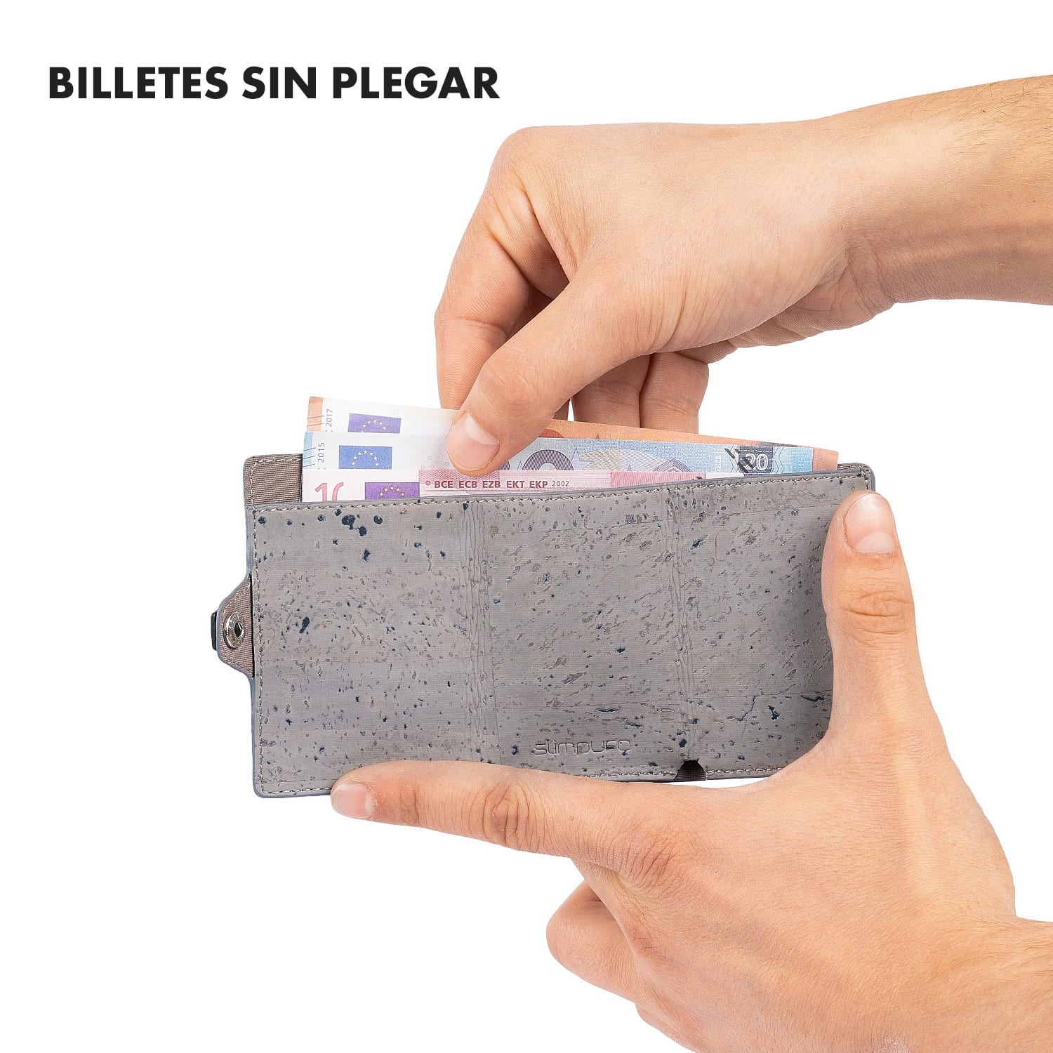 ZNAP Slim Wallet 12 Tarjetera monedero 8,9 x 1,8 x 6,3 cm (largo x grueso x ancho)  protección RFID Estructura de corcho | Gris Medio