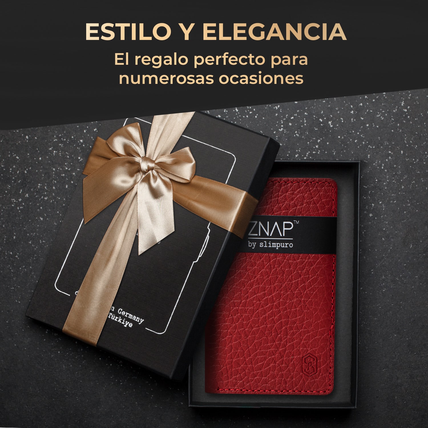 ZNAP Slim Wallet 12 Tarjetera monedero 8,9 x 1,8 x 6,3 cm (largo x grueso x ancho)  protección RFID grano | Rojo