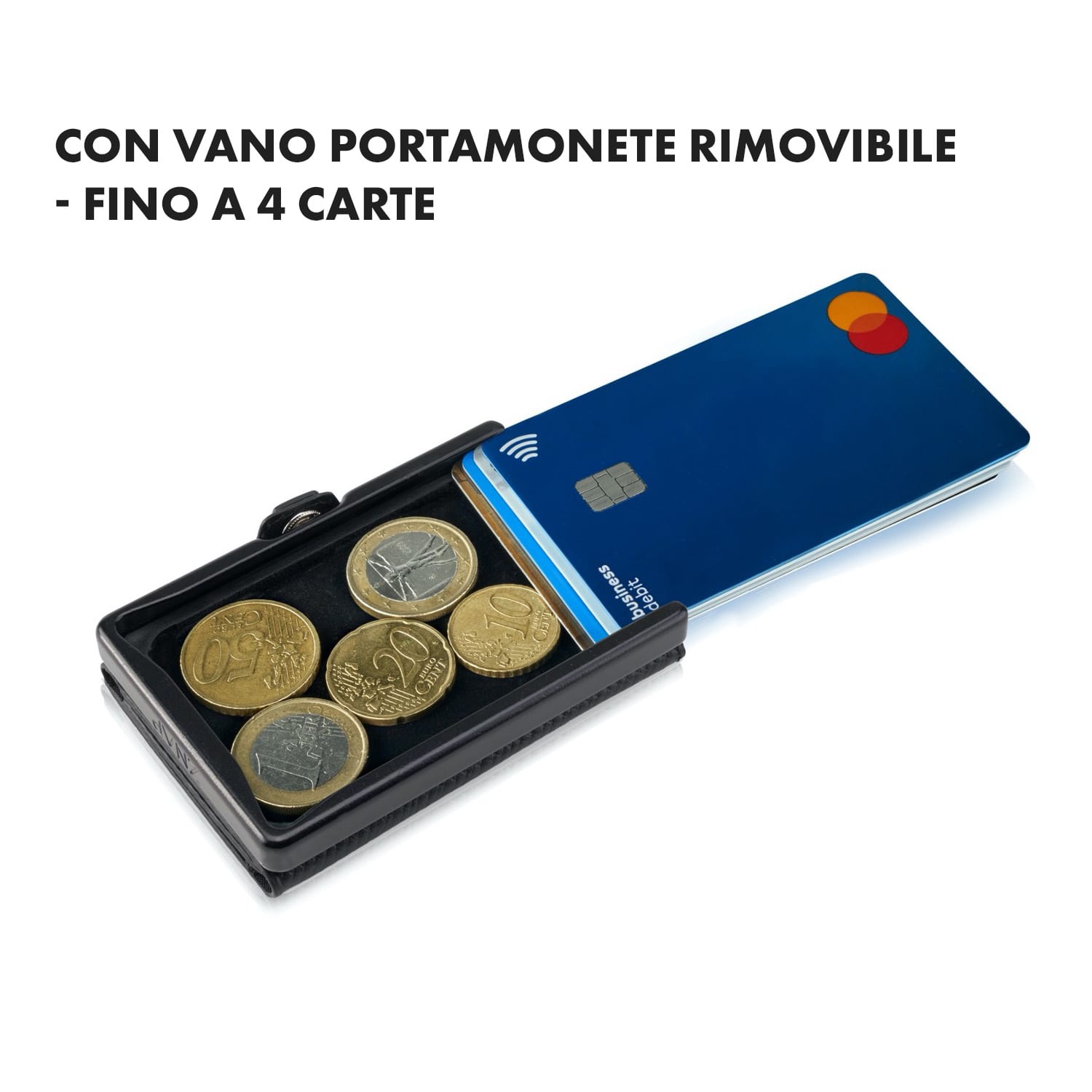 ZNAP Slim Wallet 8 - Portafoglio, 8 carte, portamonete, 8,9 x 1,5 x 6,3 cm (LxHxP)  Protezione RFID 