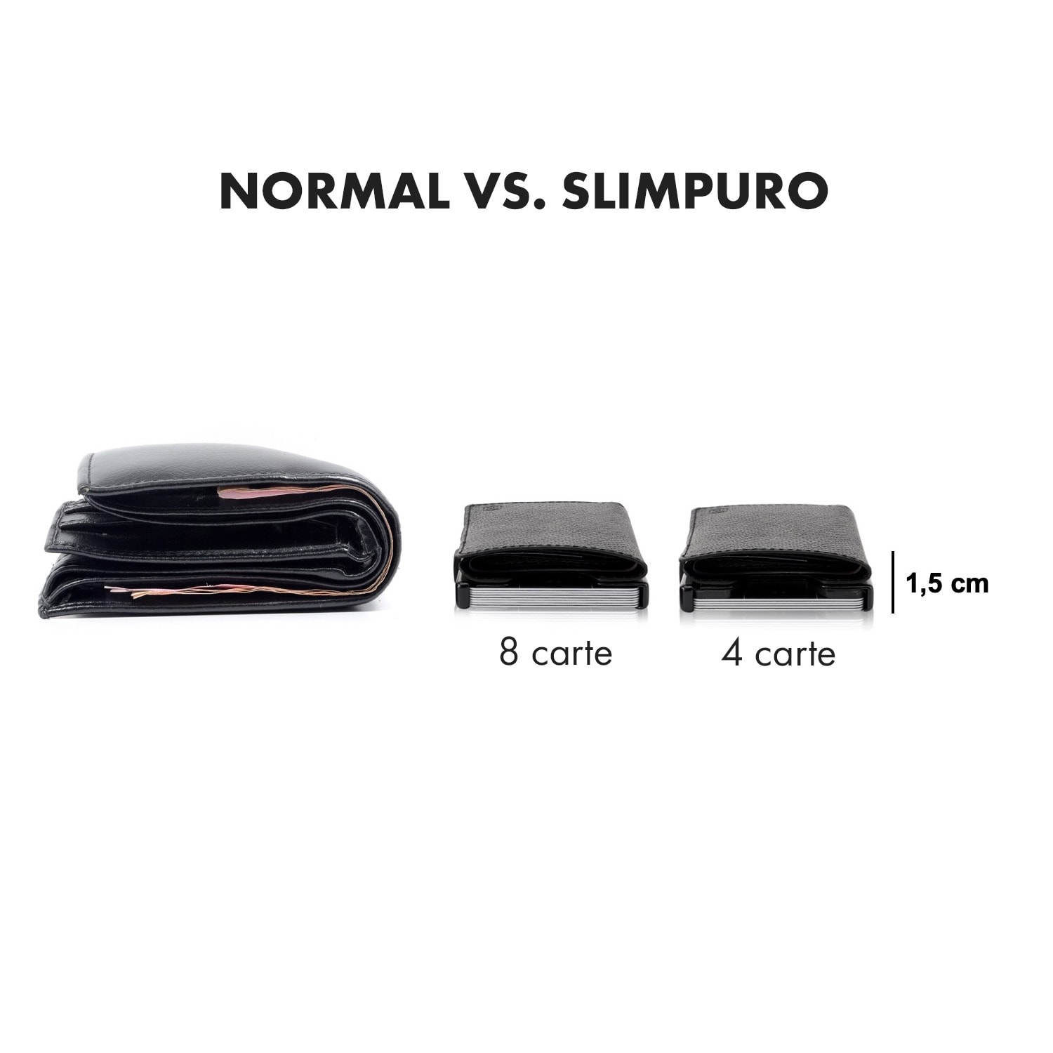 ZNAP Slim Wallet 8 - Portafoglio, 8 carte, portamonete, 8,9 x 1,5 x 6,3 cm (LxHxP)  Protezione RFID 