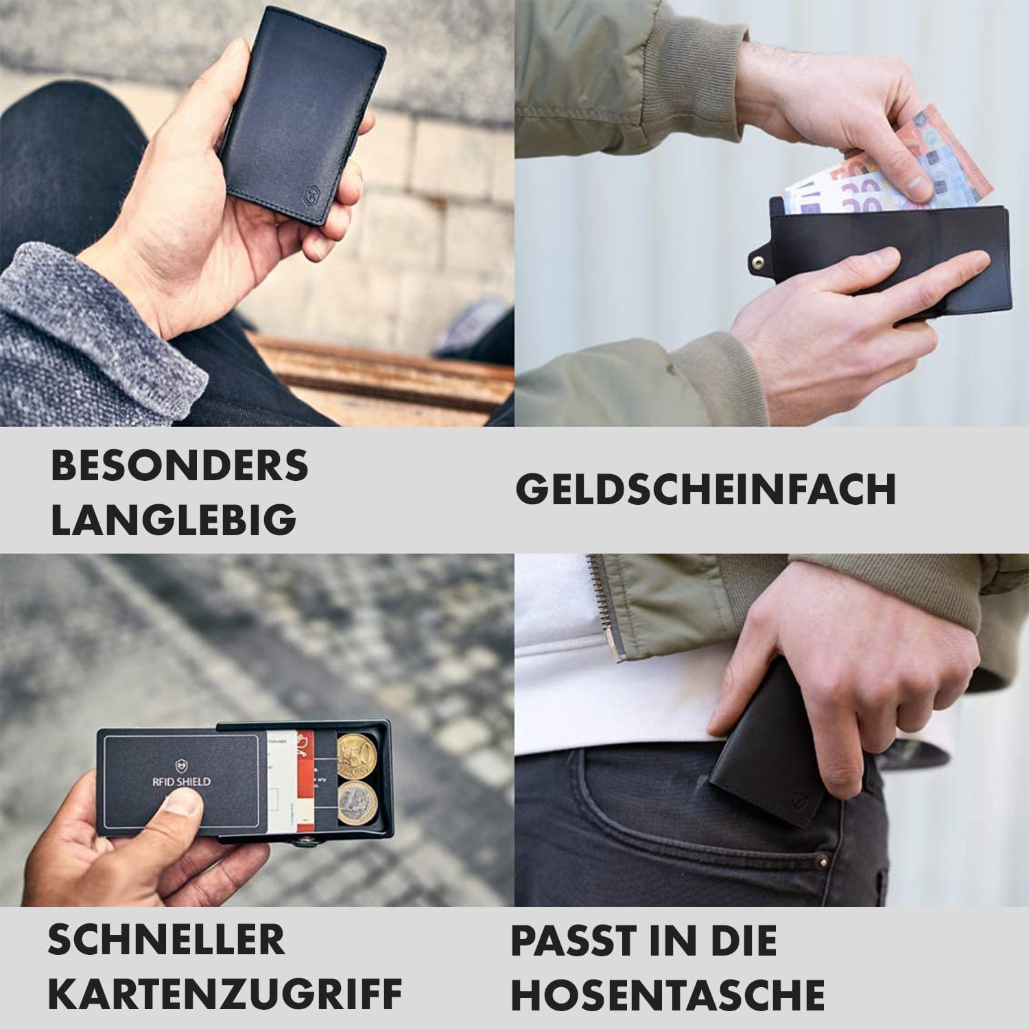 ZNAP Slim Wallet 12 Karten Münzfach 8,9 x 1,8 x 6,3 cm (BxHxT)   RFID-Schutz 