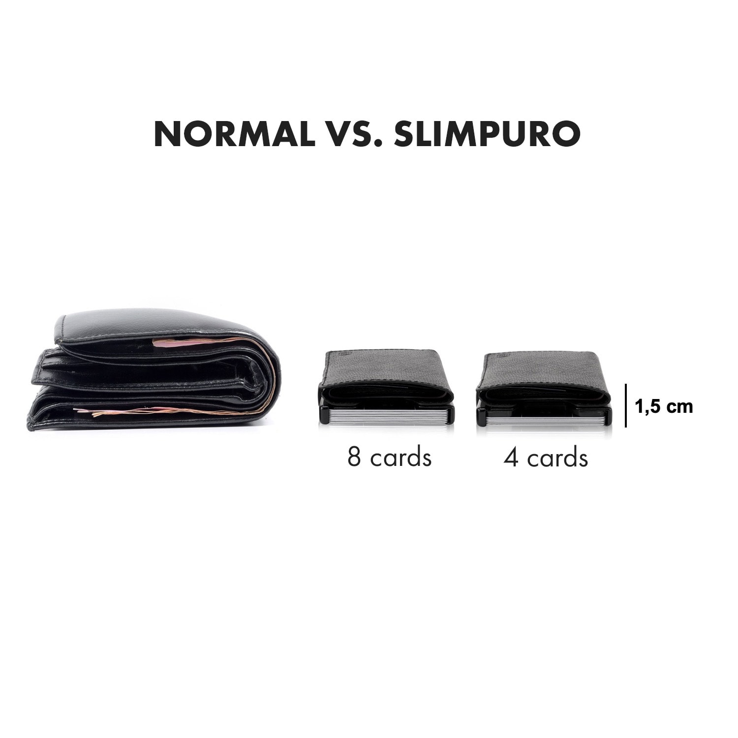 ZNAP, portofel subțire, 8 cărți, compartiment pentru monede, 8,9 × 1,5 × 6,3 cm (L × Î × l), protecție RFID 