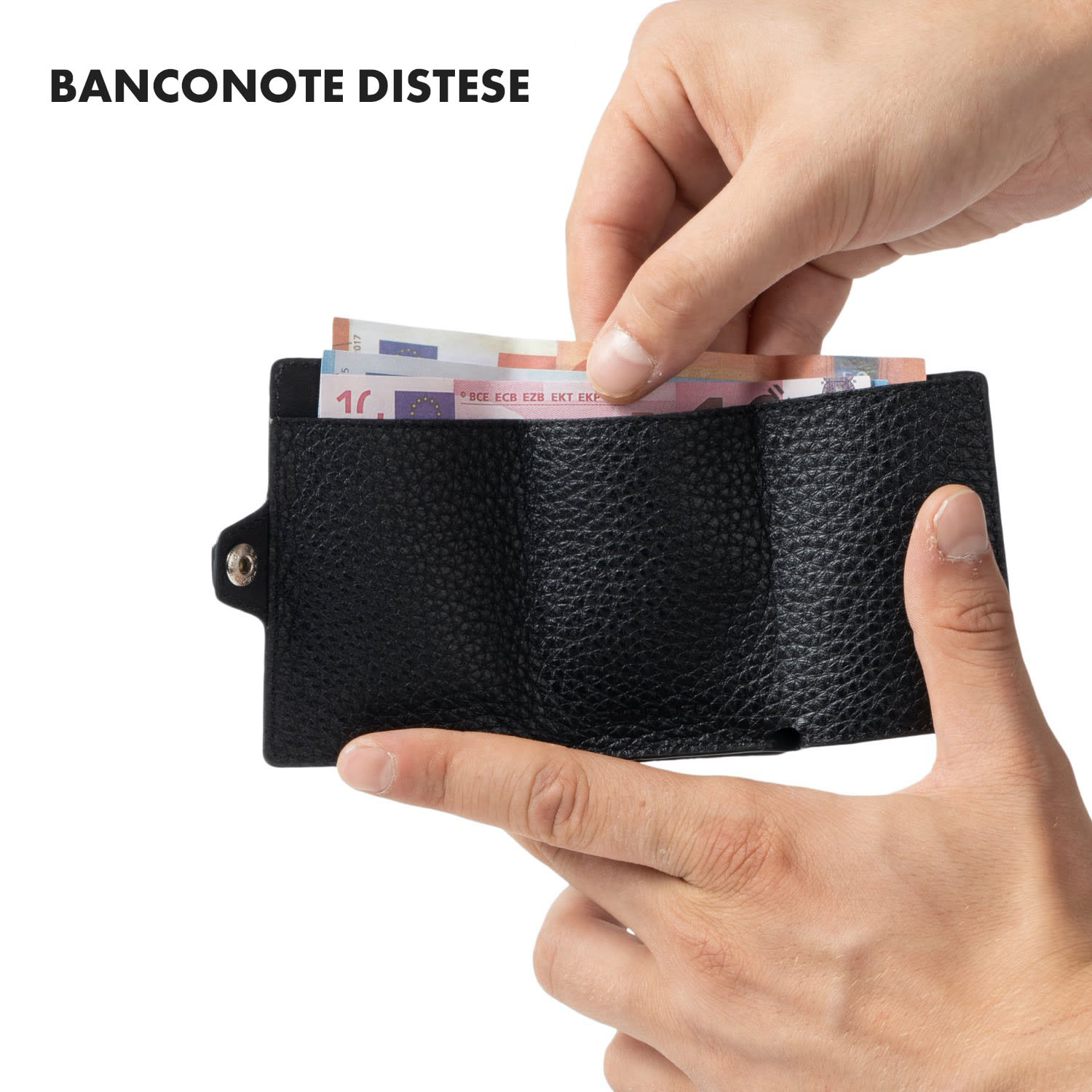 ZNAP Slim Wallet 8 - Portafoglio, 8 carte, portamonete, 8,9 x 1,5 x 6,3 cm (LxHxP)  Protezione RFID granaio | Nero