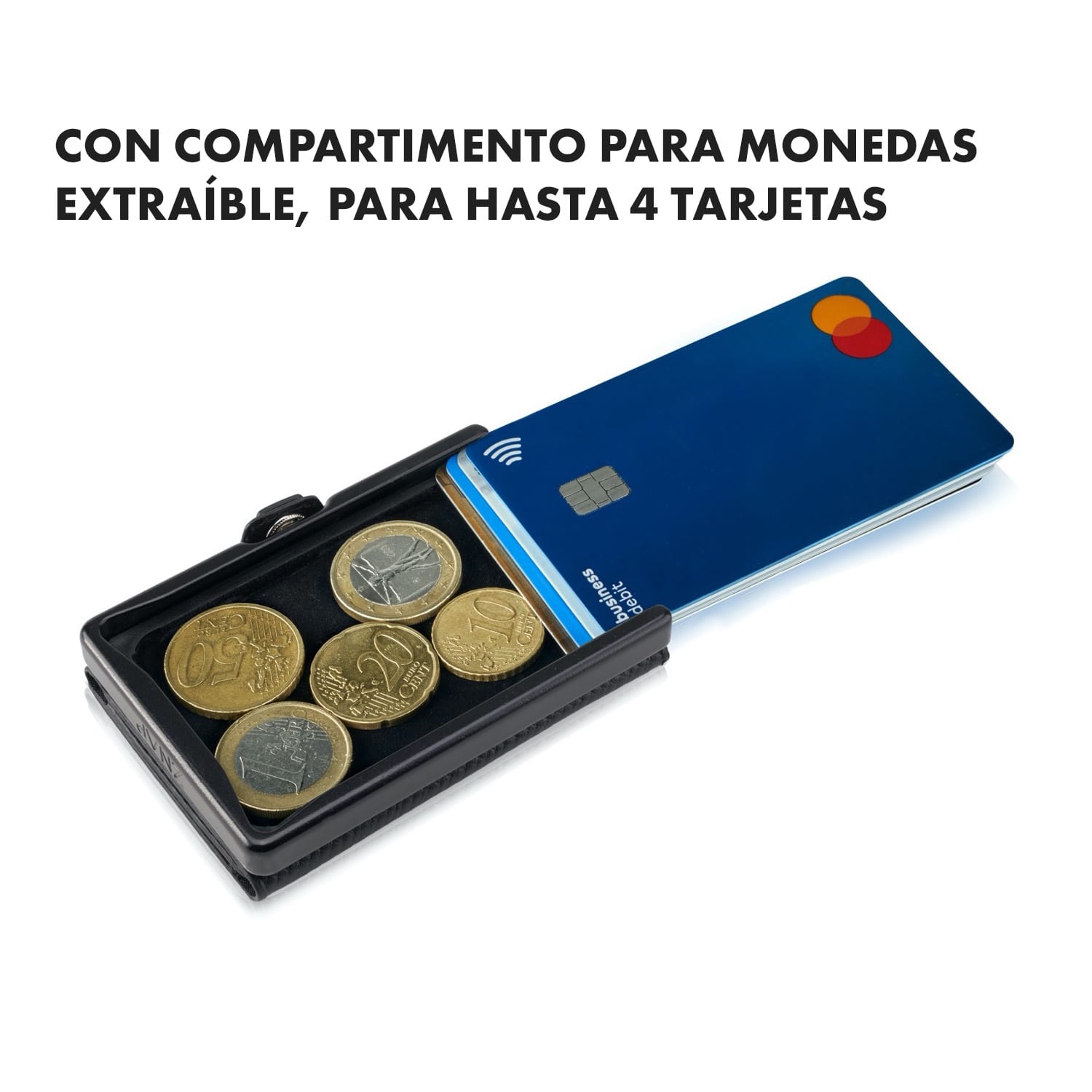 ZNAP Slim Wallet 8 billetera delgada 8 tarjetas y compartimento para monedas 8,9 x 1,5 x 6,3 cm (ancho x grueso x largo) Protección RFID Estructura de corcho | Negro