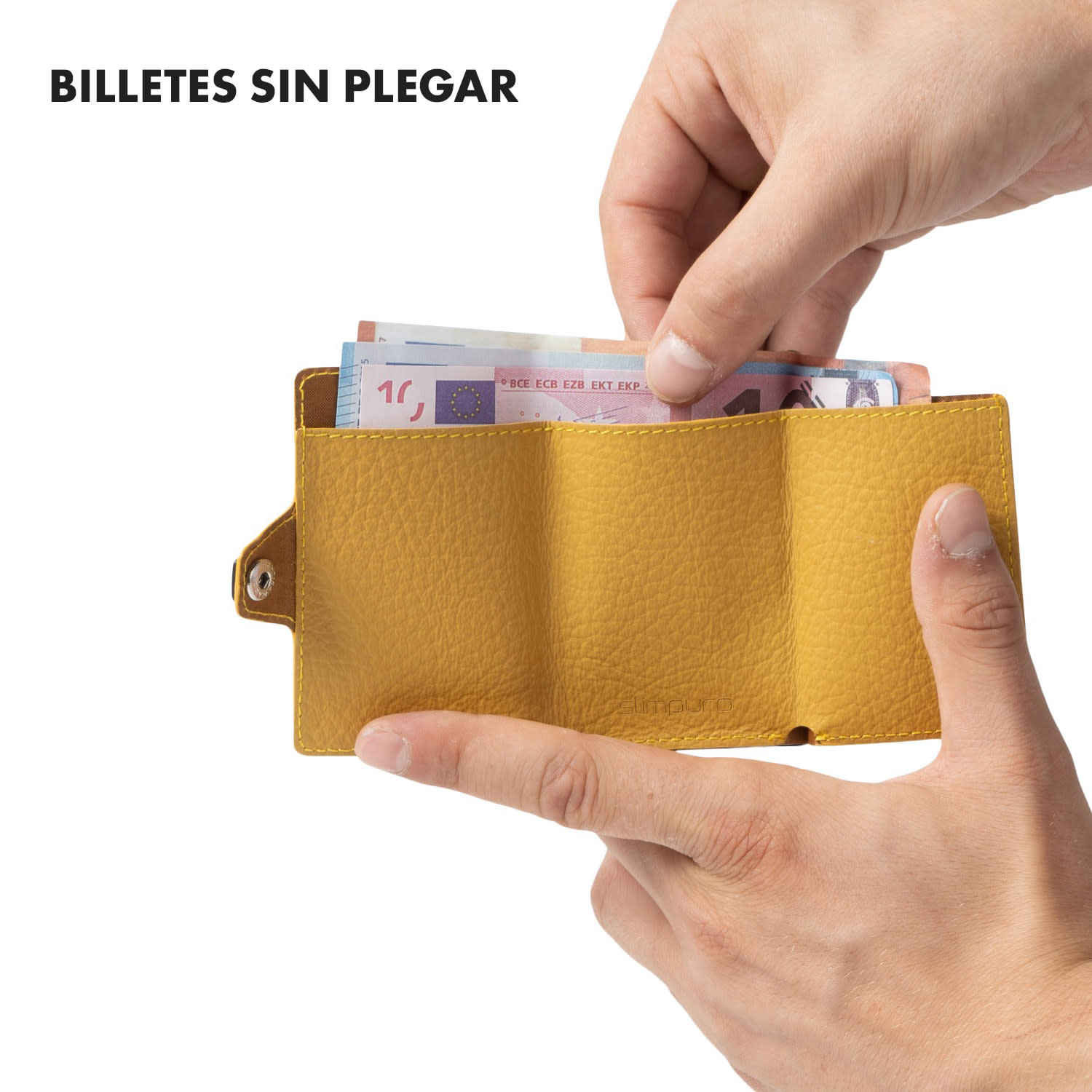 ZNAP Slim Wallet 12 Tarjetera monedero 8,9 x 1,8 x 6,3 cm (largo x grueso x ancho)  protección RFID grano | Dorado Miel