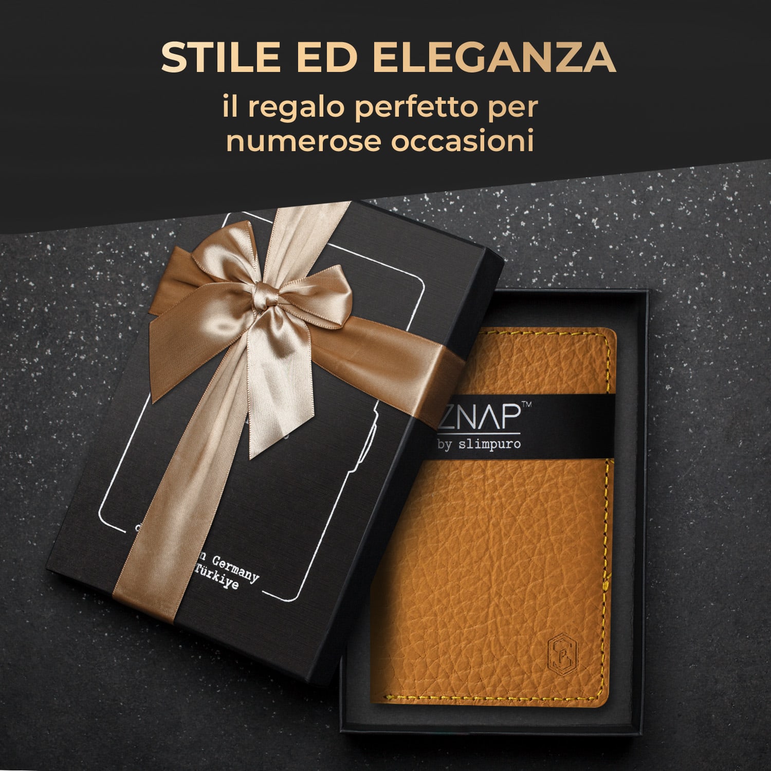 ZNAP Slim Wallet 12 - Portafoglio, 12 carte, portamonete, 8,9 x 1,8 x 6,3 cm (LxHxP)  Protezione RFID granaio | Oro