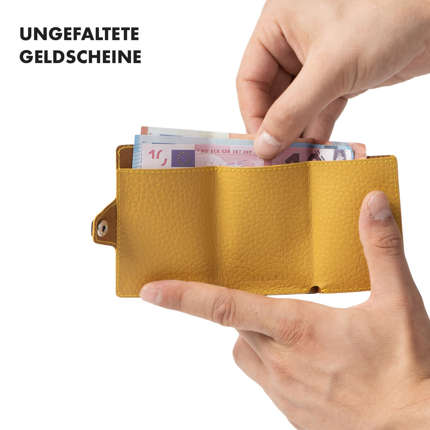 ZNAP Slim Wallet 8 Karten Münzfach 8,9 x 1,5 x 6,3 cm (BxHxT) RFID-Schutz genarbt | Honigfarben