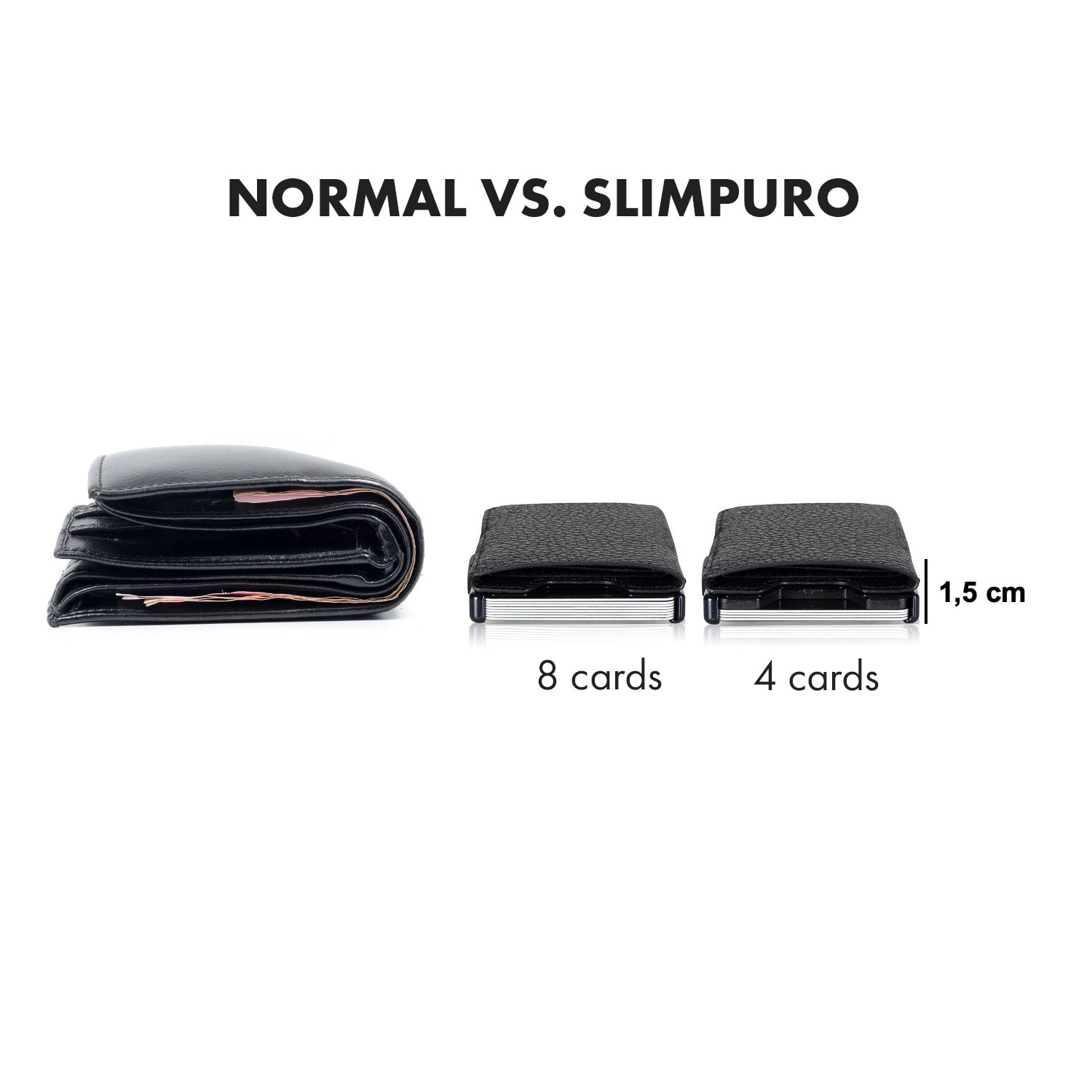 ZNAP, portofel subțire, 8 cărți, compartiment pentru monede, 8,9 × 1,5 × 6,3 cm (L × Î × l), protecție RFID granulat. | Miere de aur