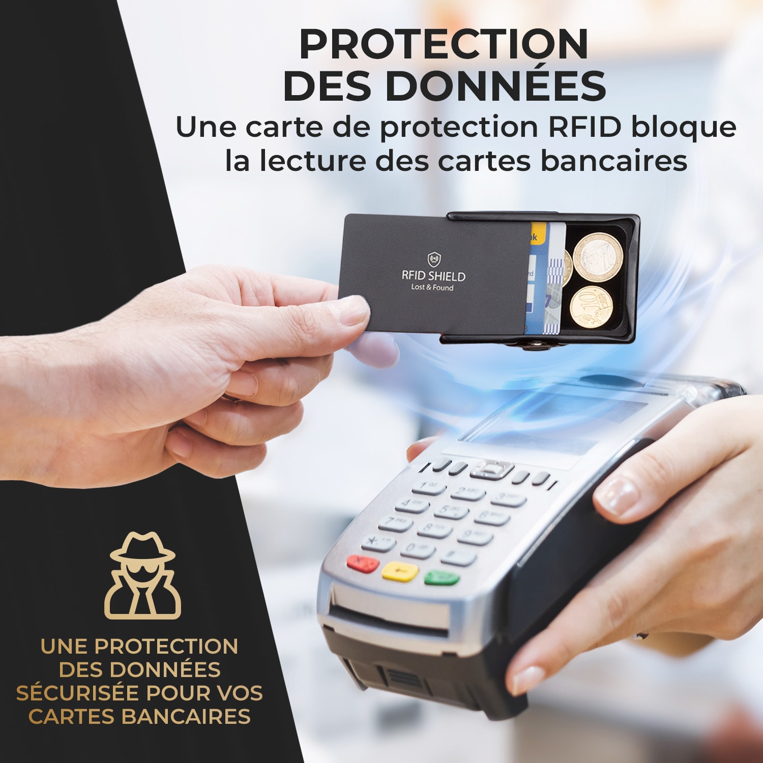 ZNAP Slim Wallet 12 Cartes pochette à monnaie 8,9 x 1,8 x 6,3 cm (LxHxP)  Protection RFID 