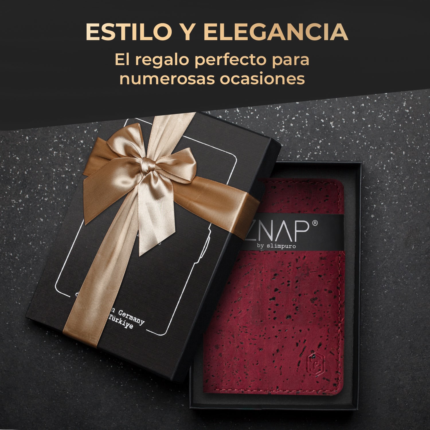 ZNAP Slim Wallet 8 billetera delgada 8 tarjetas y compartimento para monedas 8,9 x 1,5 x 6,3 cm (ancho x grueso x largo) Protección RFID Estructura de corcho | Rojo