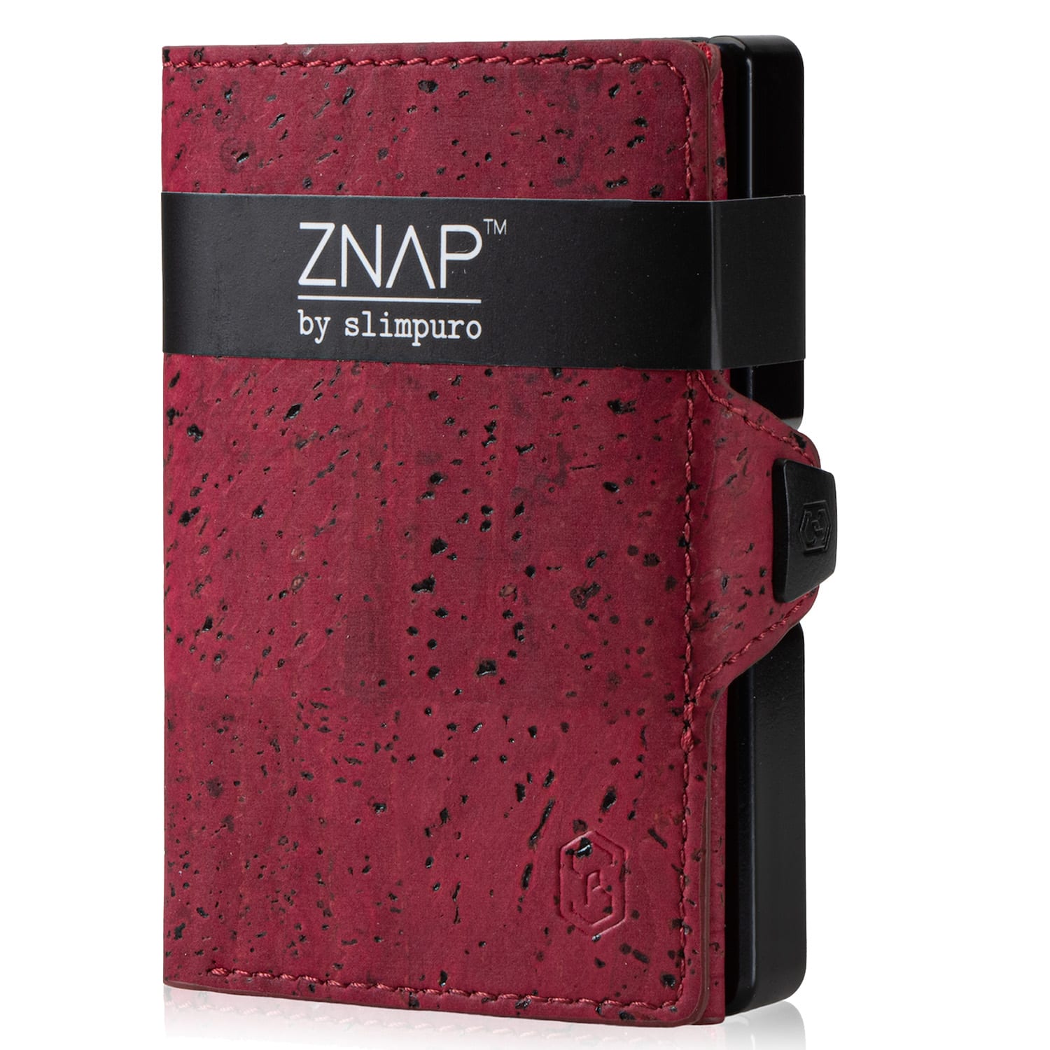 ZNAP Slim Wallet 8 billetera delgada 8 tarjetas y compartimento para monedas 8,9 x 1,5 x 6,3 cm (ancho x grueso x largo) Protección RFID Estructura de corcho | Rojo