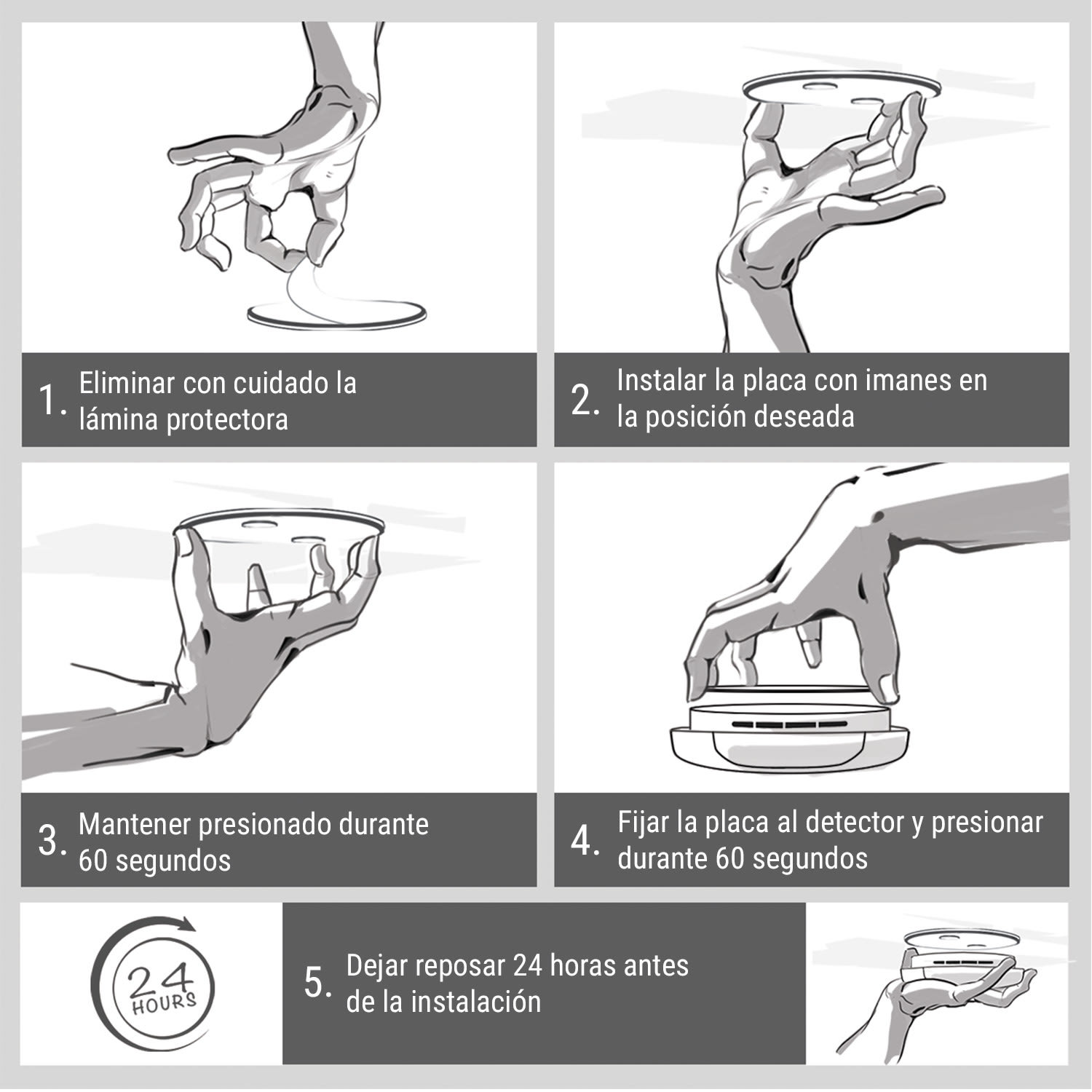 Magnetic Mount Soporte magnético para detectores de humo a partir de 7 cm Ø Autoadhesivo 3er-Set