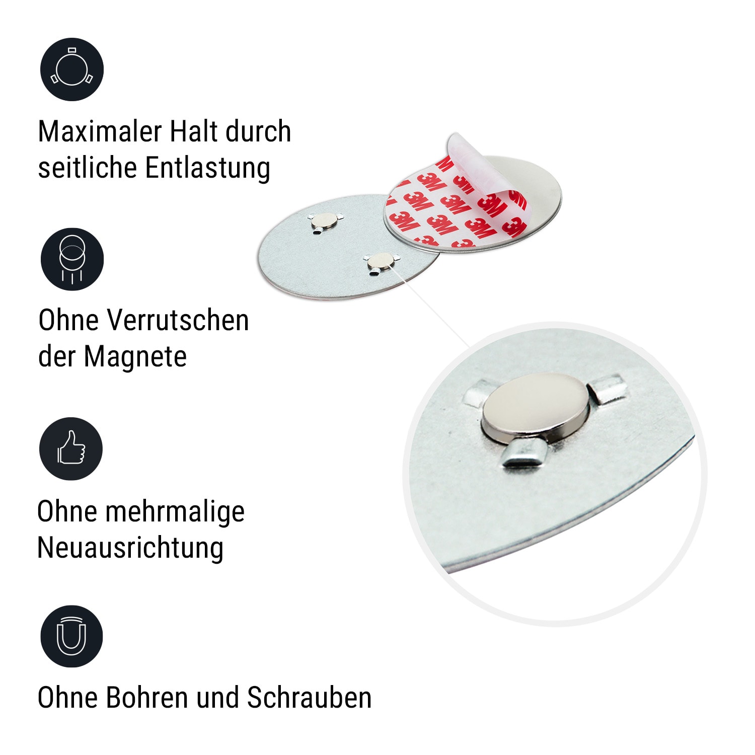 Magnetic Mount Magnethalterung für Rauchmelder ab 7 cm Ø selbstklebend 20er-Set