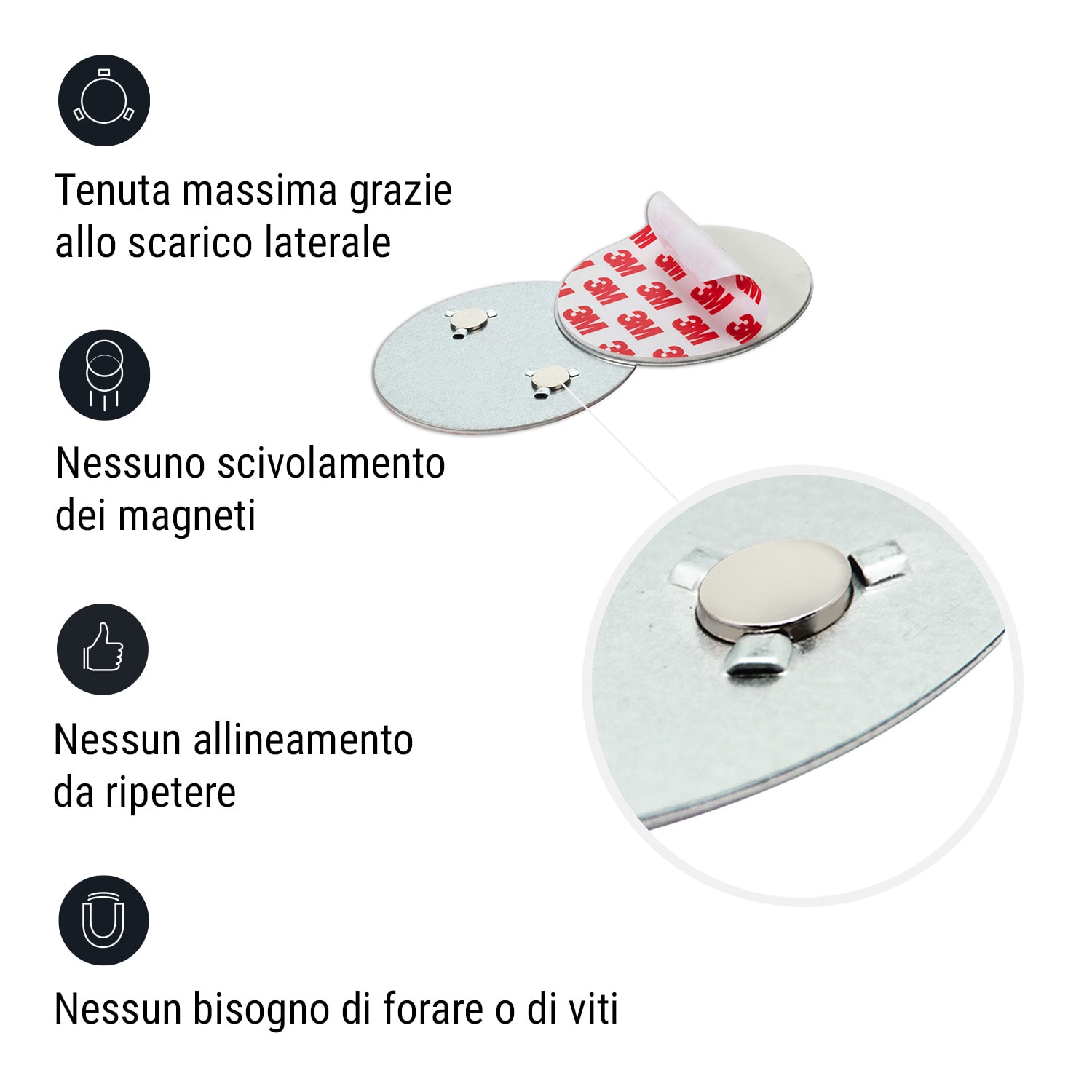Magnetic Mount Supporto magnetico per rilevatori di fumo a partire da 7 cm Ø, autoadesivo set da 20