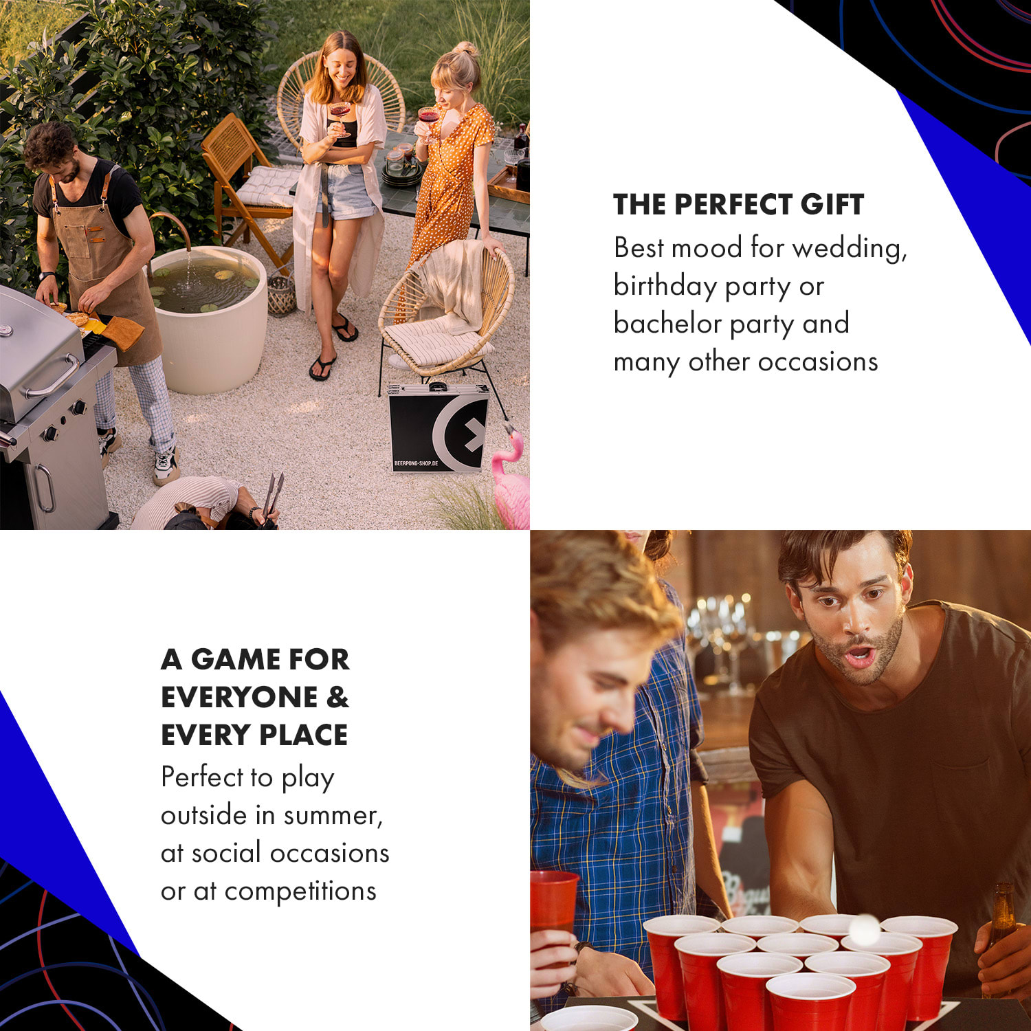 Baseliner, súprava so stolom na beer pong, audio, držadlá, držiak na loptičky, 6 loptičiek Game Tabuľka - PLUS