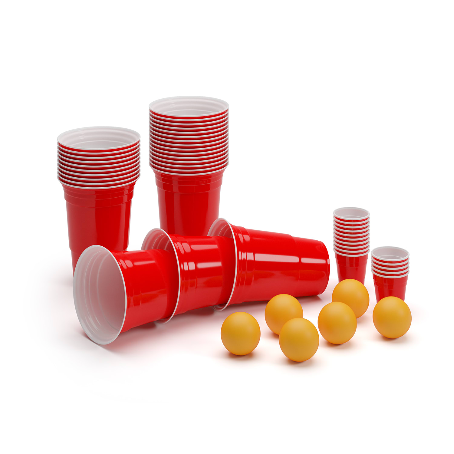 Pacchetto Beer Pong Party con boccali da birra rossi, bicchierini da liquore e palline incluse 2 siti di tornei