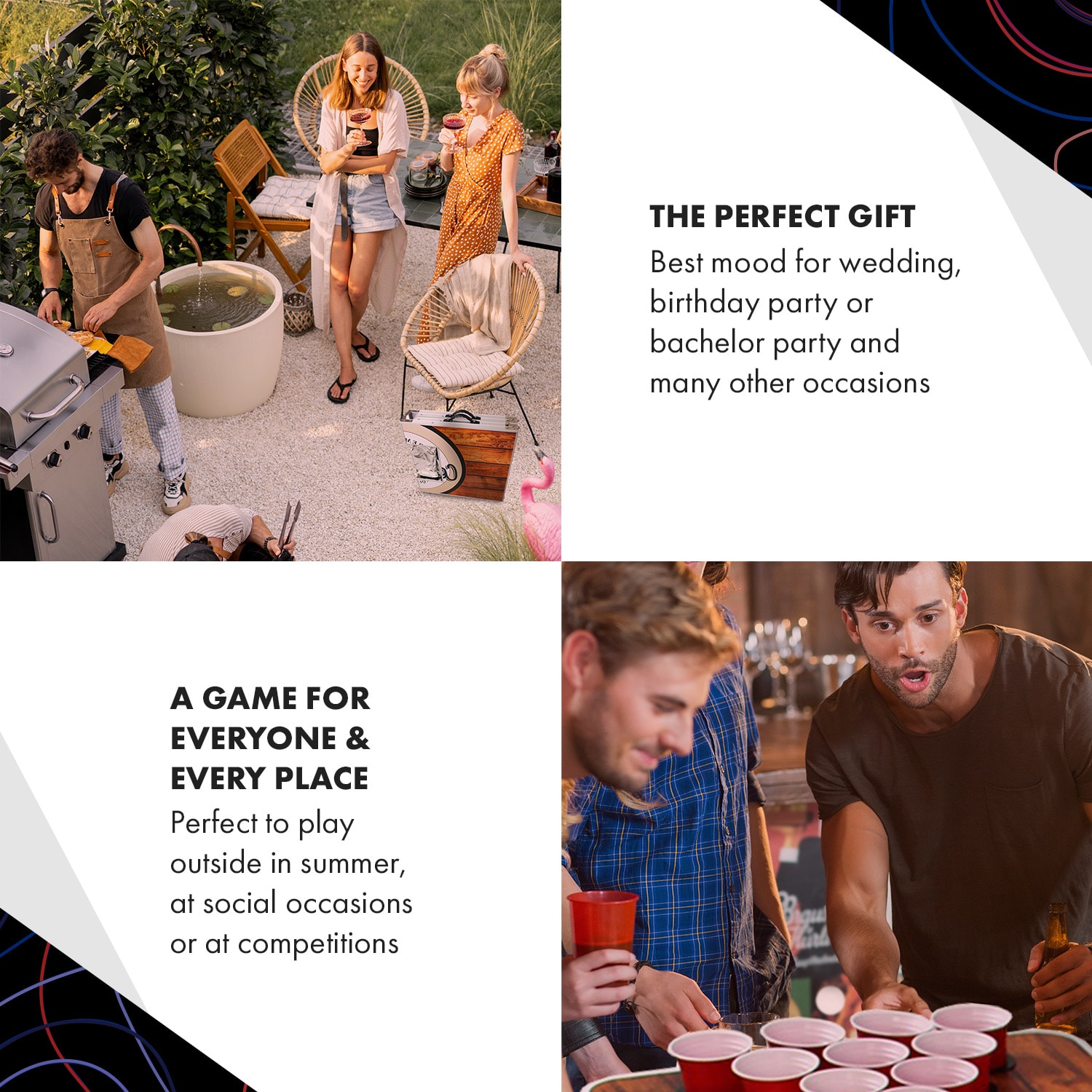 Backspin Beer Pong, stôl, súprava, drevený, priehradka na ľad, 6 loptičiek Game Tabuľka - PLUS