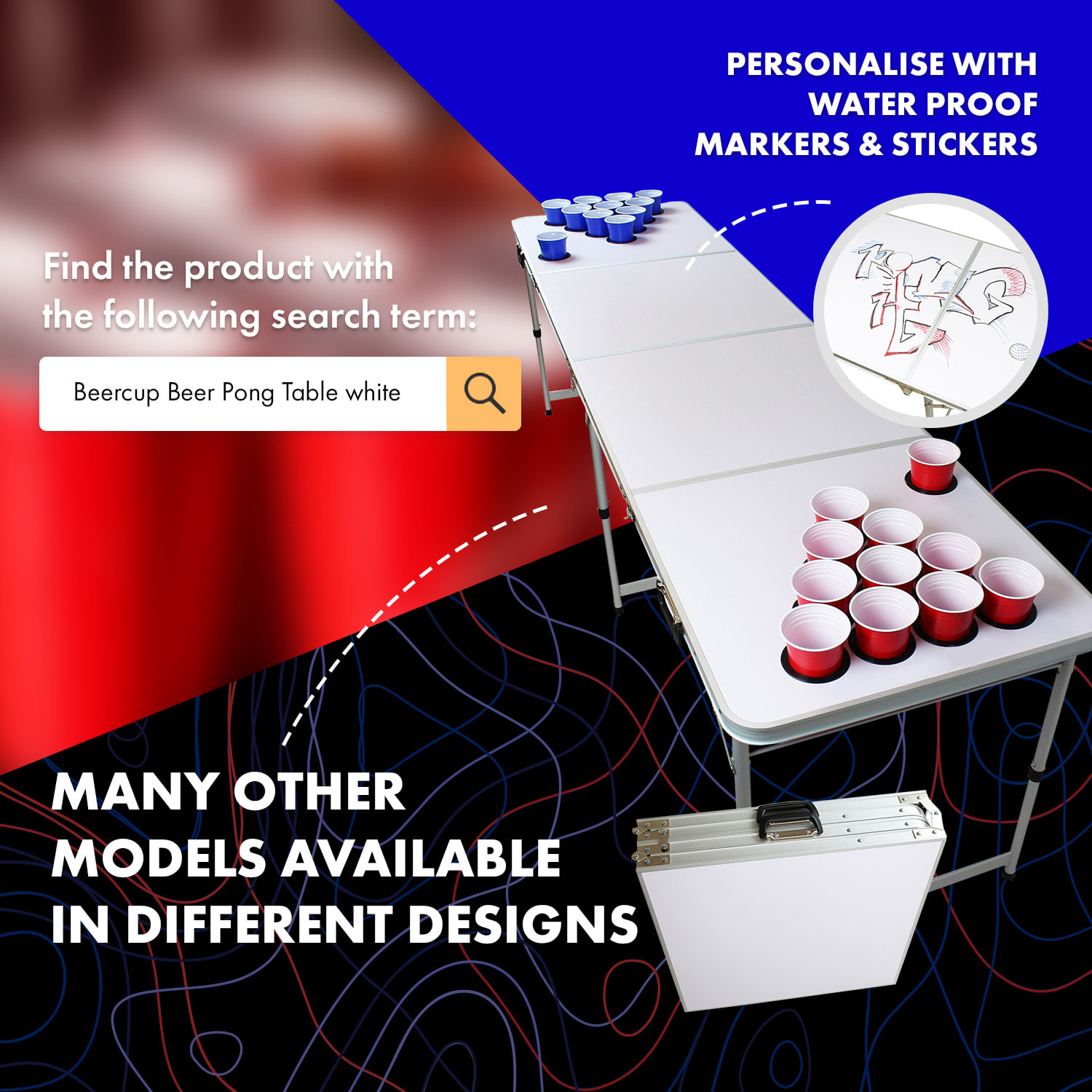 Backspin Beer Pong, stôl, súprava, drevený, priehradka na ľad, 6 loptičiek Game Tabuľka - PLUS