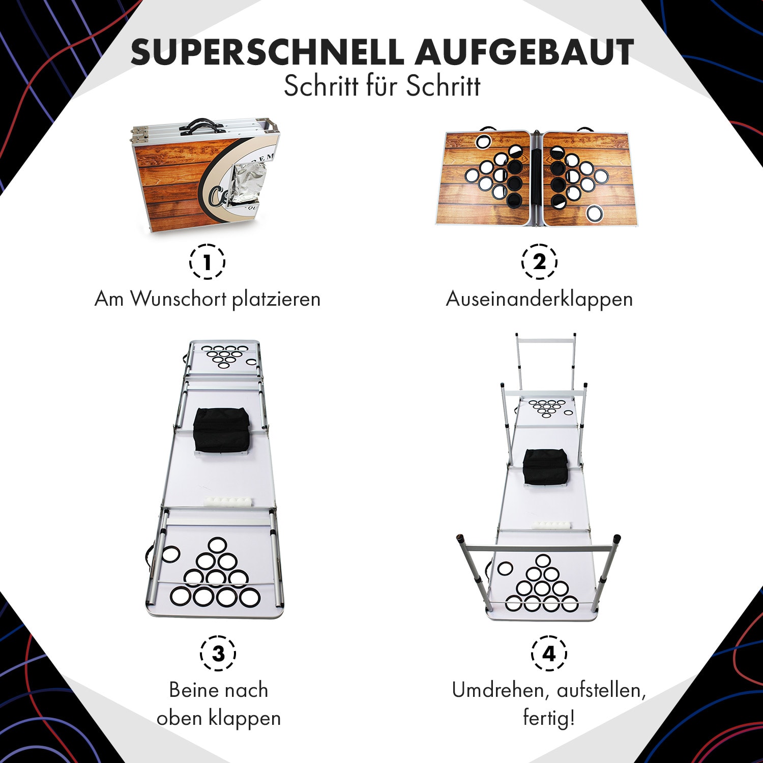 Backspin Beer Pong Tisch Set Wood Eisfach 6 Bälle 50 Cups 