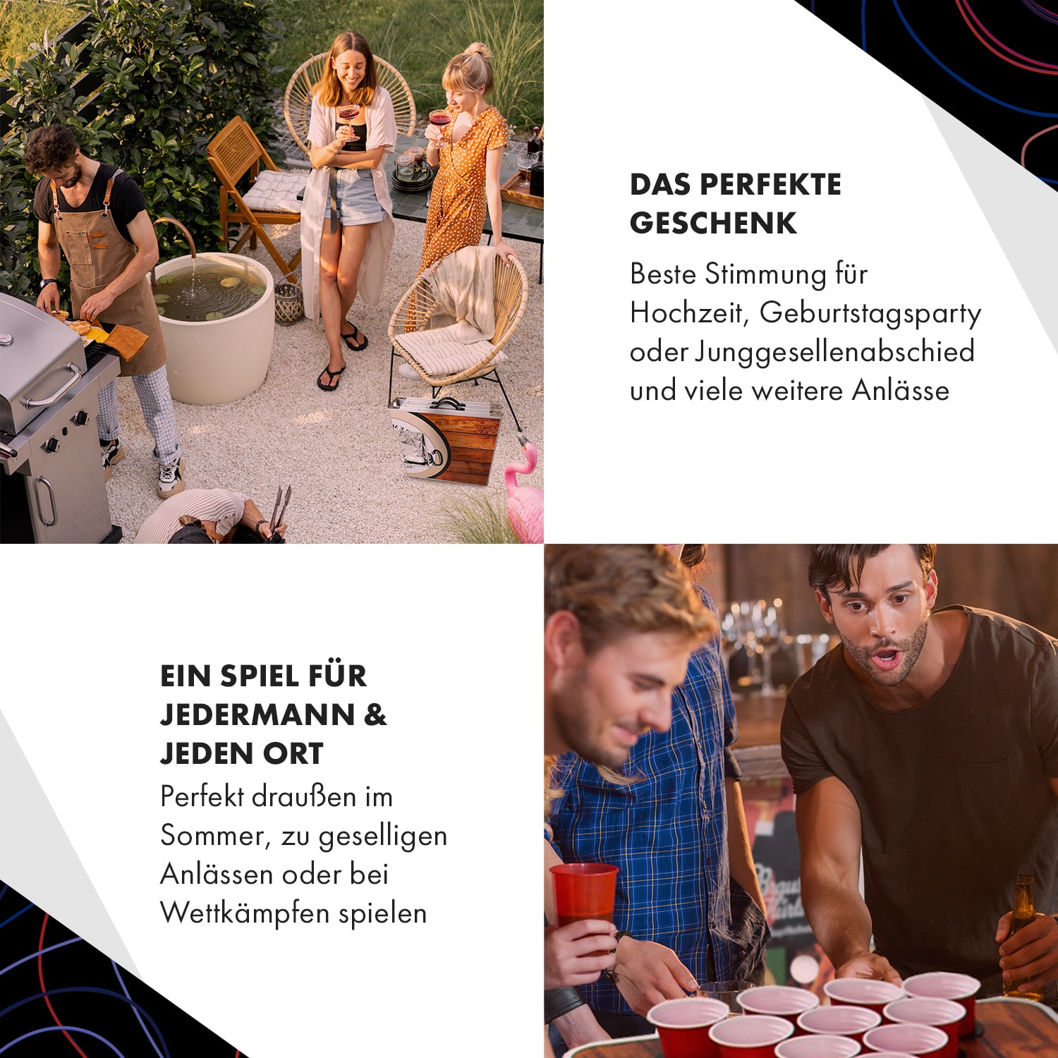 Backspin Beer Pong Tisch Set Wood Eisfach 6 Bälle 50 Cups 