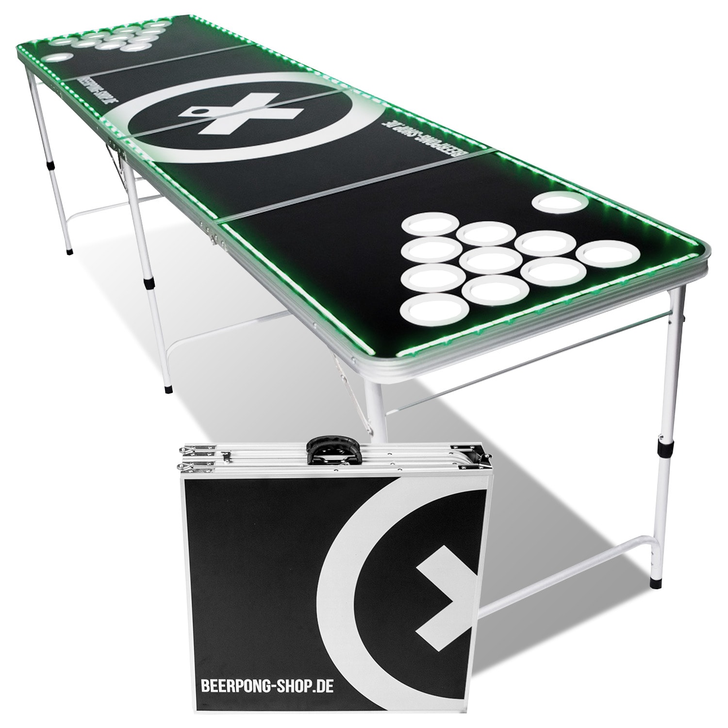 Baseliner, súprava so stolom na beer pong, audio s LED, držadlá, držiak na loptičky, 6 loptičiek