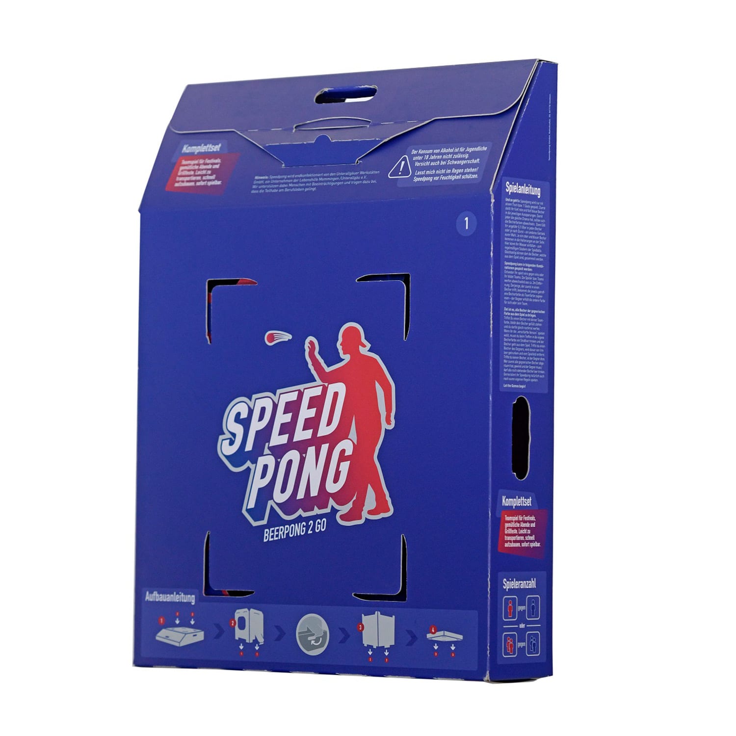 Bounce Speedpong -pelitolppa kompakti pahvi 6 sinistä ja punaista kuppia sis. 2 palloa 