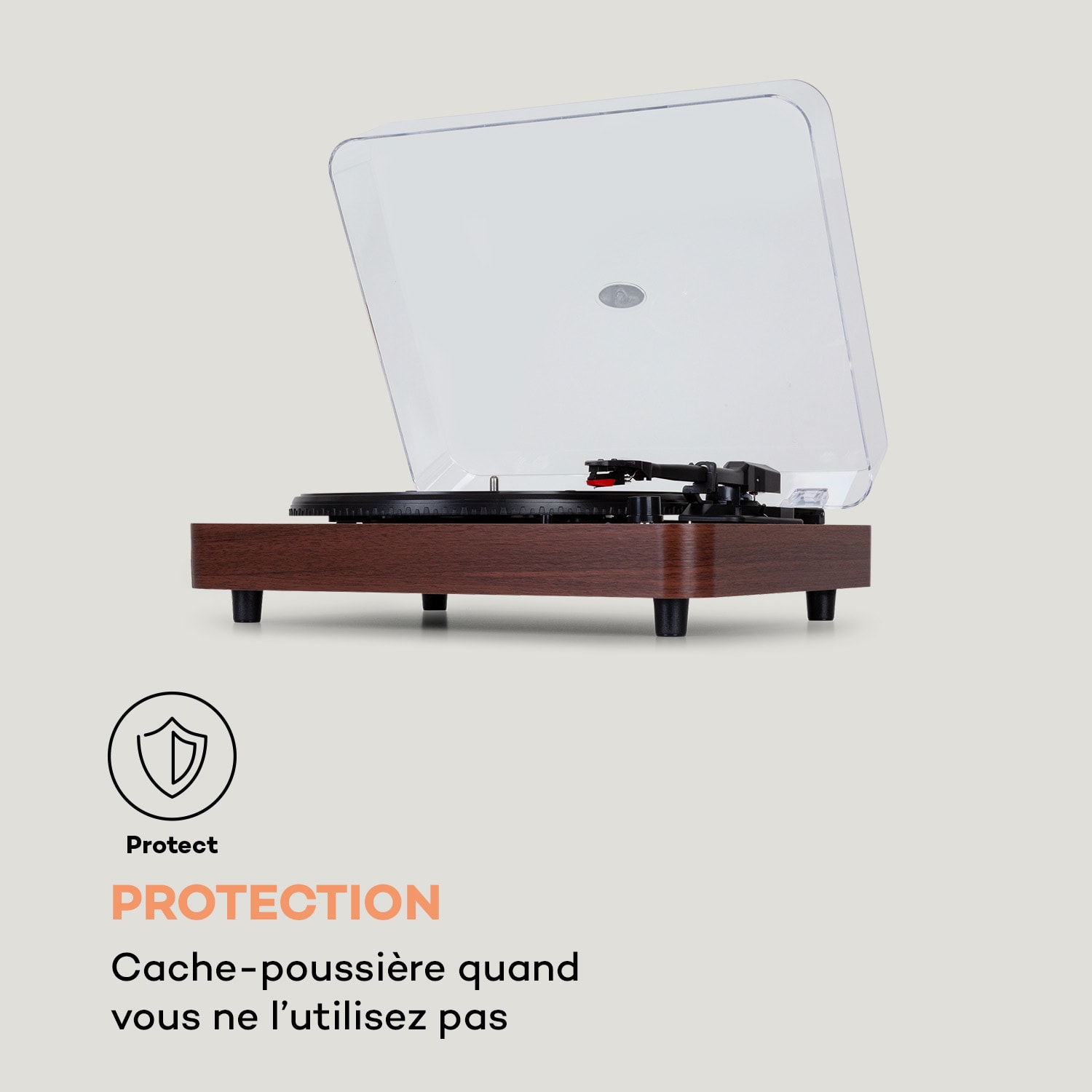 TT-Classic Light Platine vinyle Protection anti-poussière Bluetooth 33/45/78 tr/min Acajou